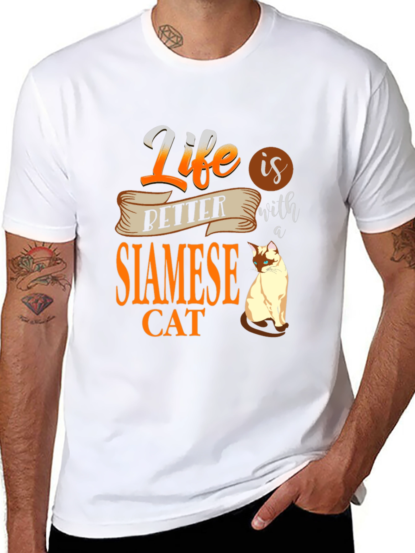 Black Life Is Better With A Siamese Cat T-Shirt view 8