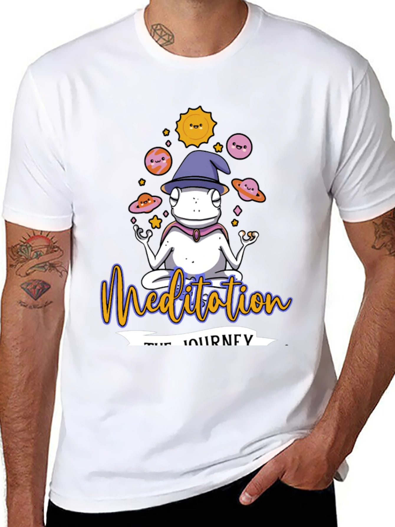 Black Meditation Journey Black T-Shirt, Yoga Frog Design view 8