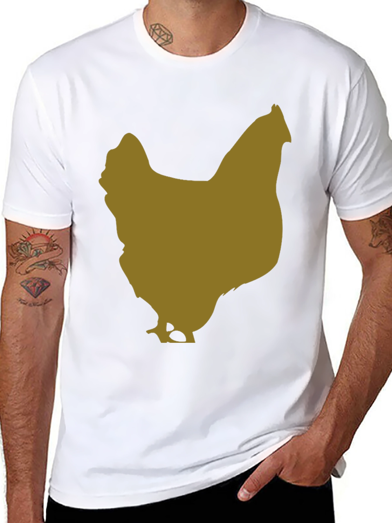 Black Chicken Silhouette Tee - Black Cotton Blend view 8