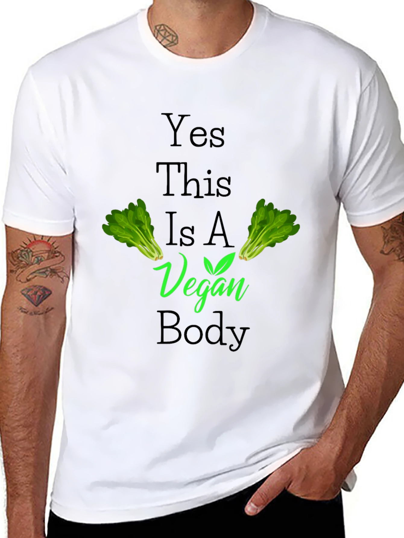 Black Vegan Body T-Shirt - Plant Powered Lifestyle Apparel view 8