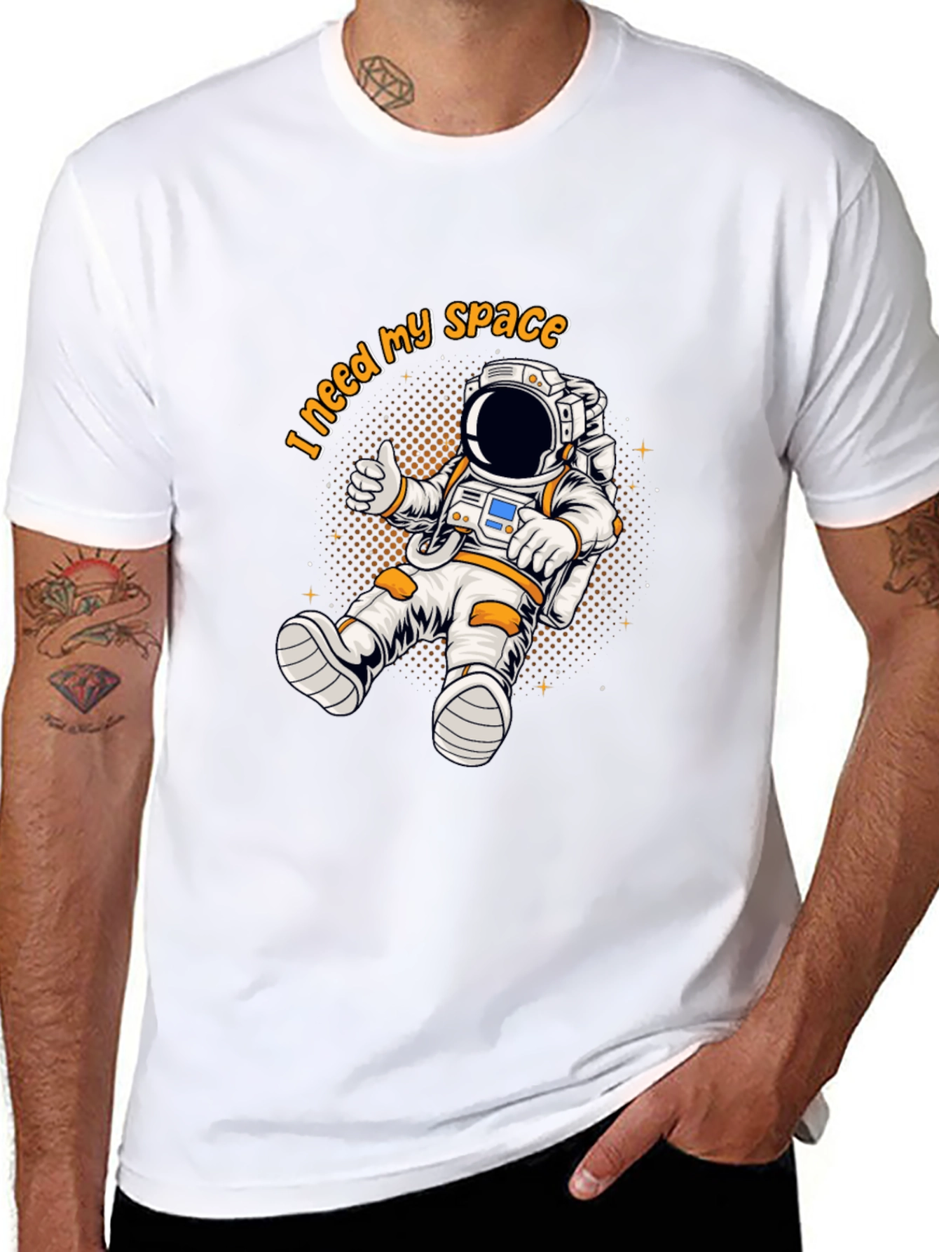 Black I Need My Space Astronaut Graphic T-Shirt view 8
