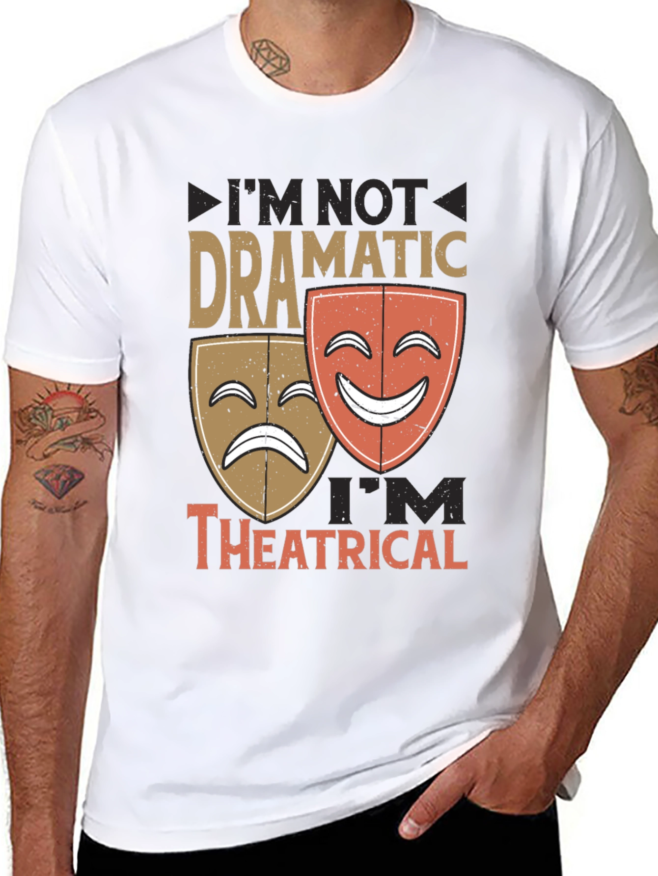 Black Dramatic vs. Theatrical Graphic T-Shirt view 8
