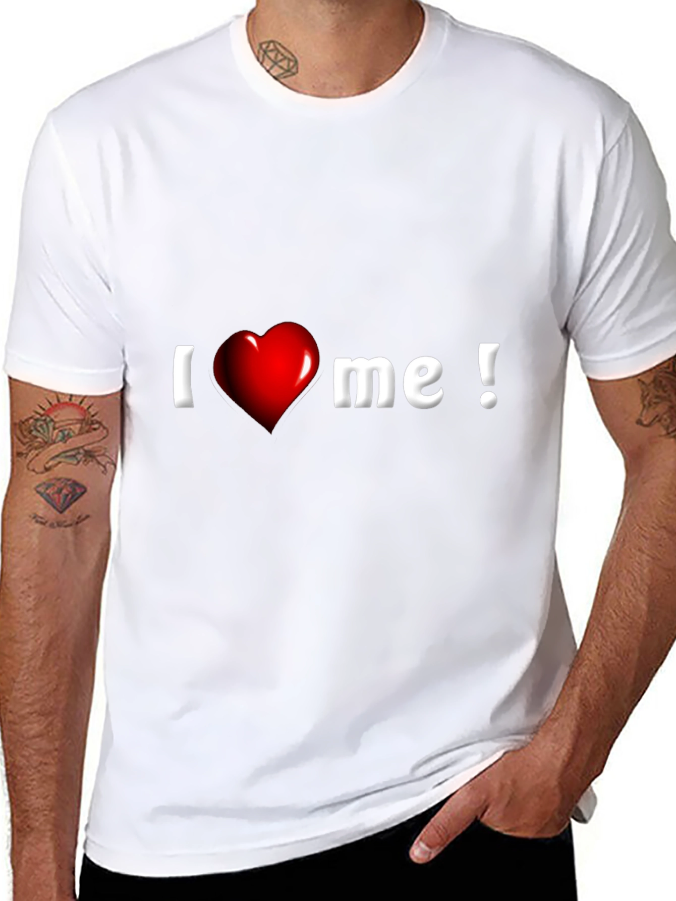 Black I Heart Me Graphic Tee - Black Cotton Blend view 8