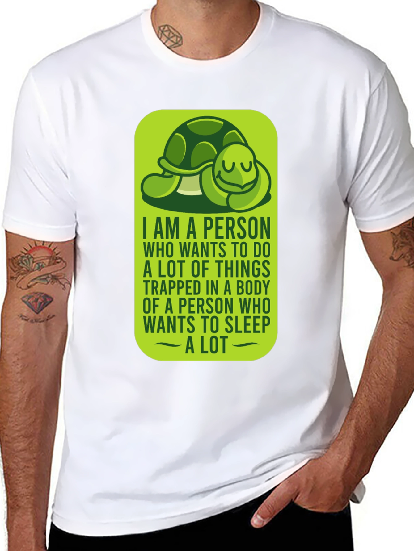 Black Funny Turtle Sleeper T-Shirt - Sleepy Person Gift view 8
