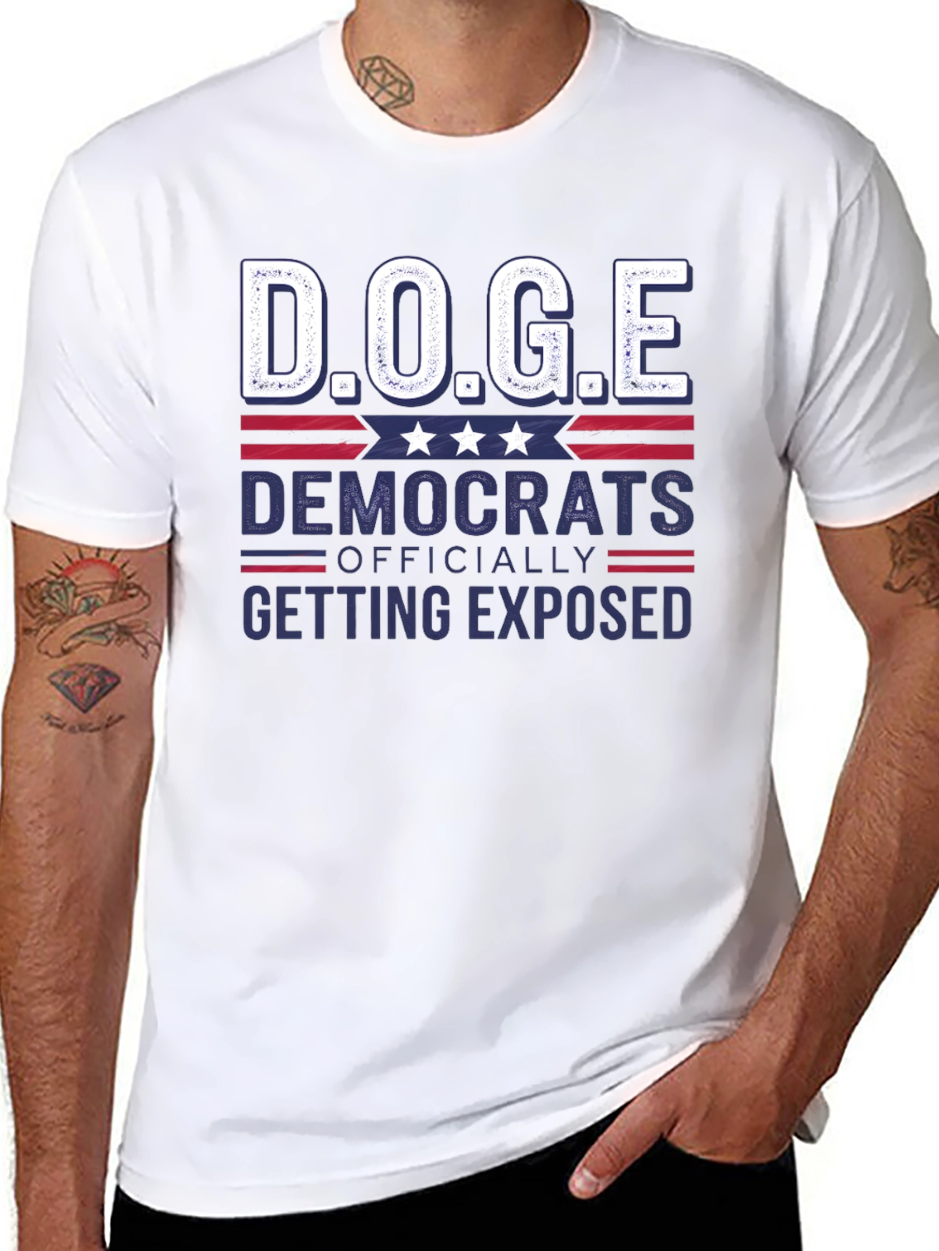 Black D.O.G.E. Democrats Exposed T-Shirt view 8
