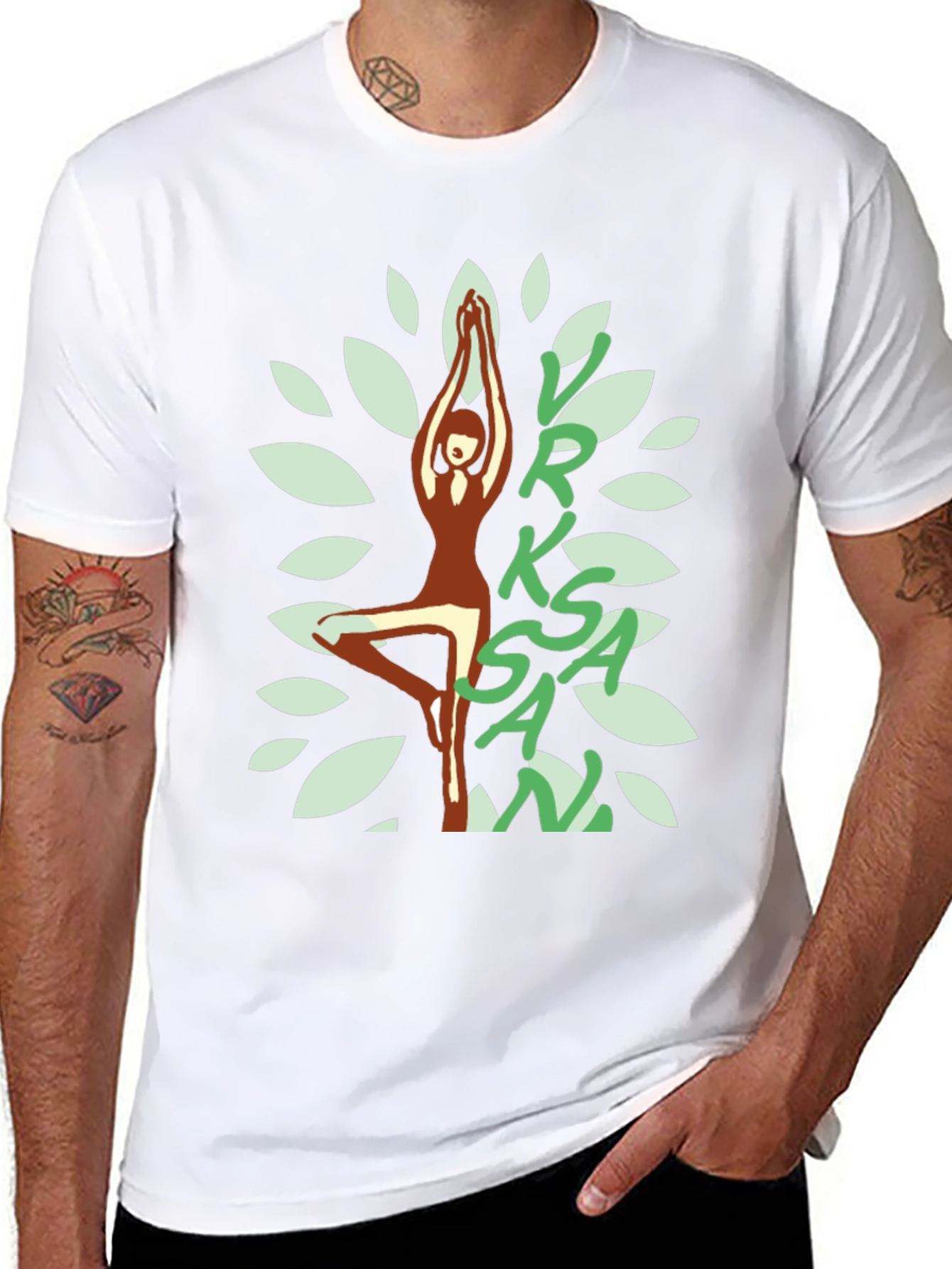 Black Vrksasana Tree Yoga Pose Black T-Shirt view 8