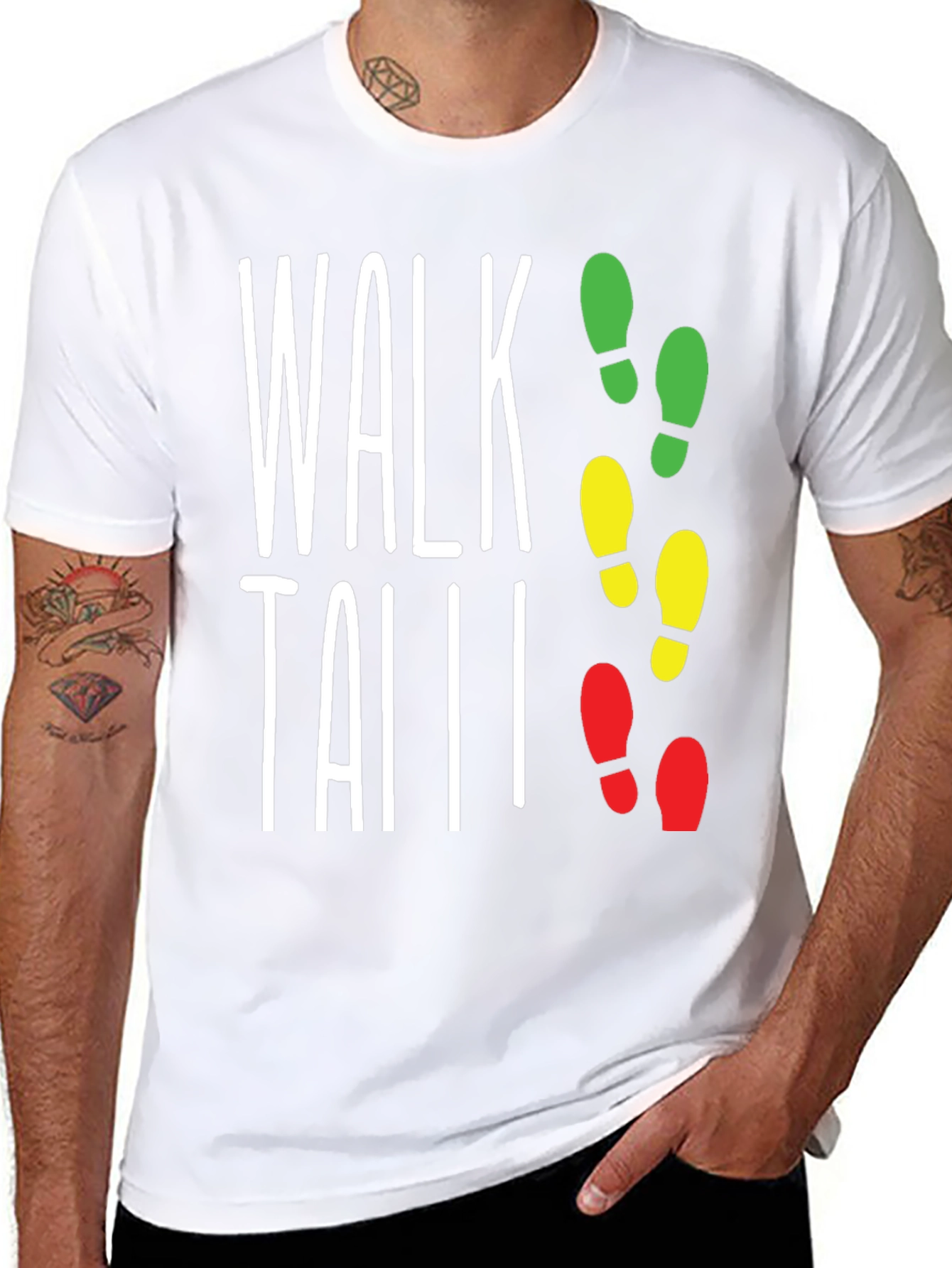 Black Walk Tall Traffic Light Footprint T-Shirt view 8