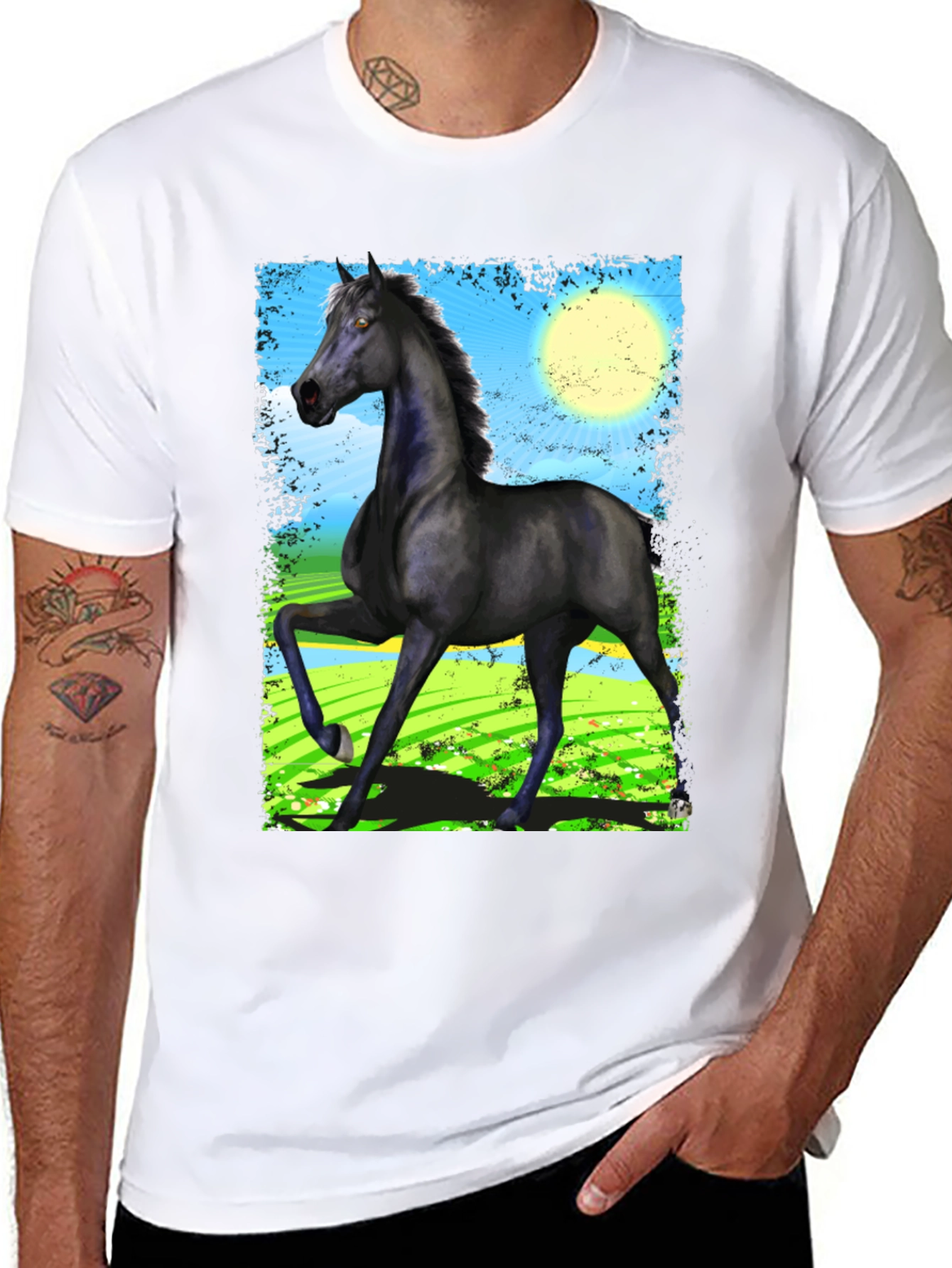 Black Black Horse Graphic Tee - Men's Fashion view 8