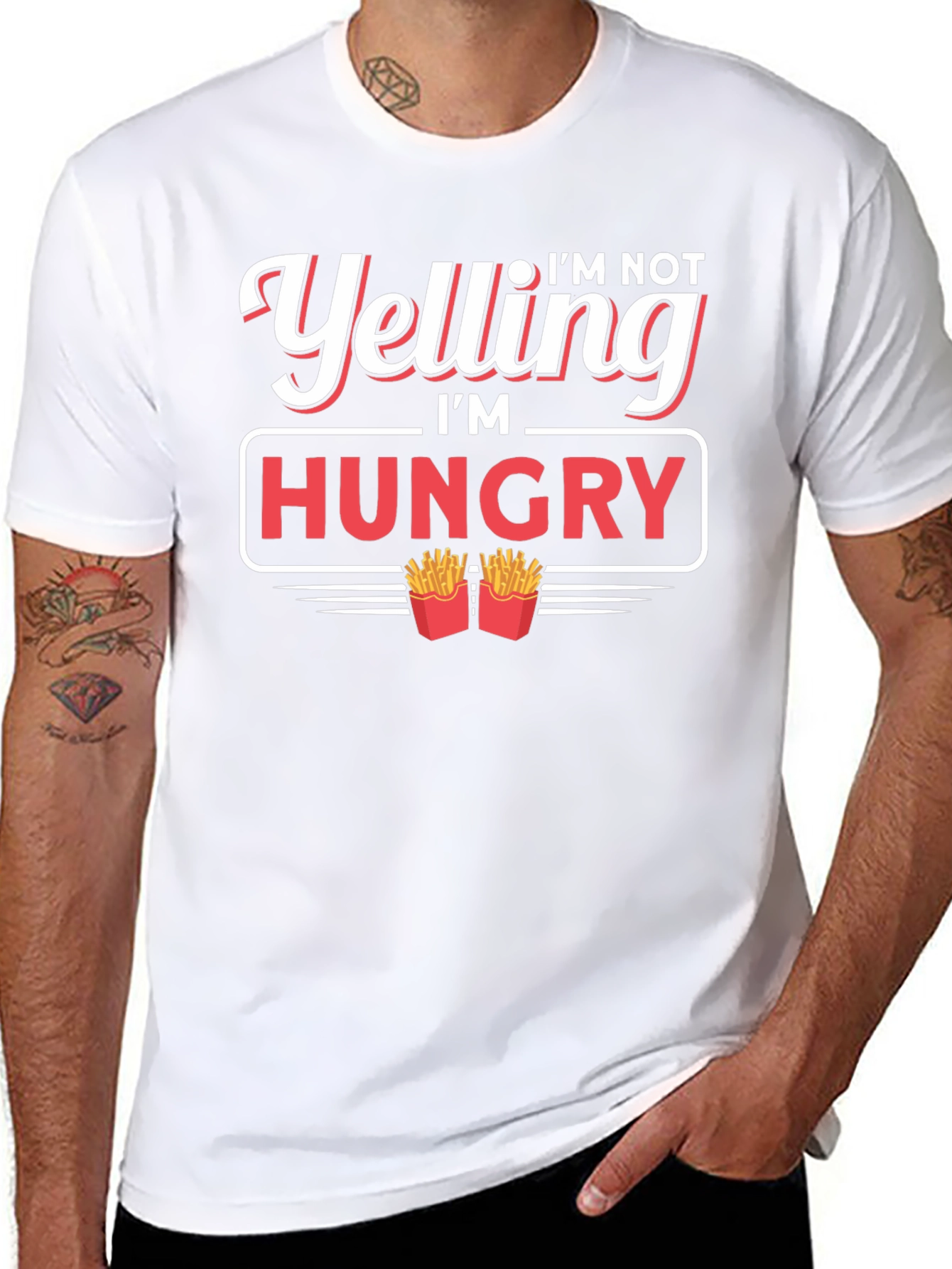 Black I'm Not Yelling I'm Hungry T-Shirt view 8