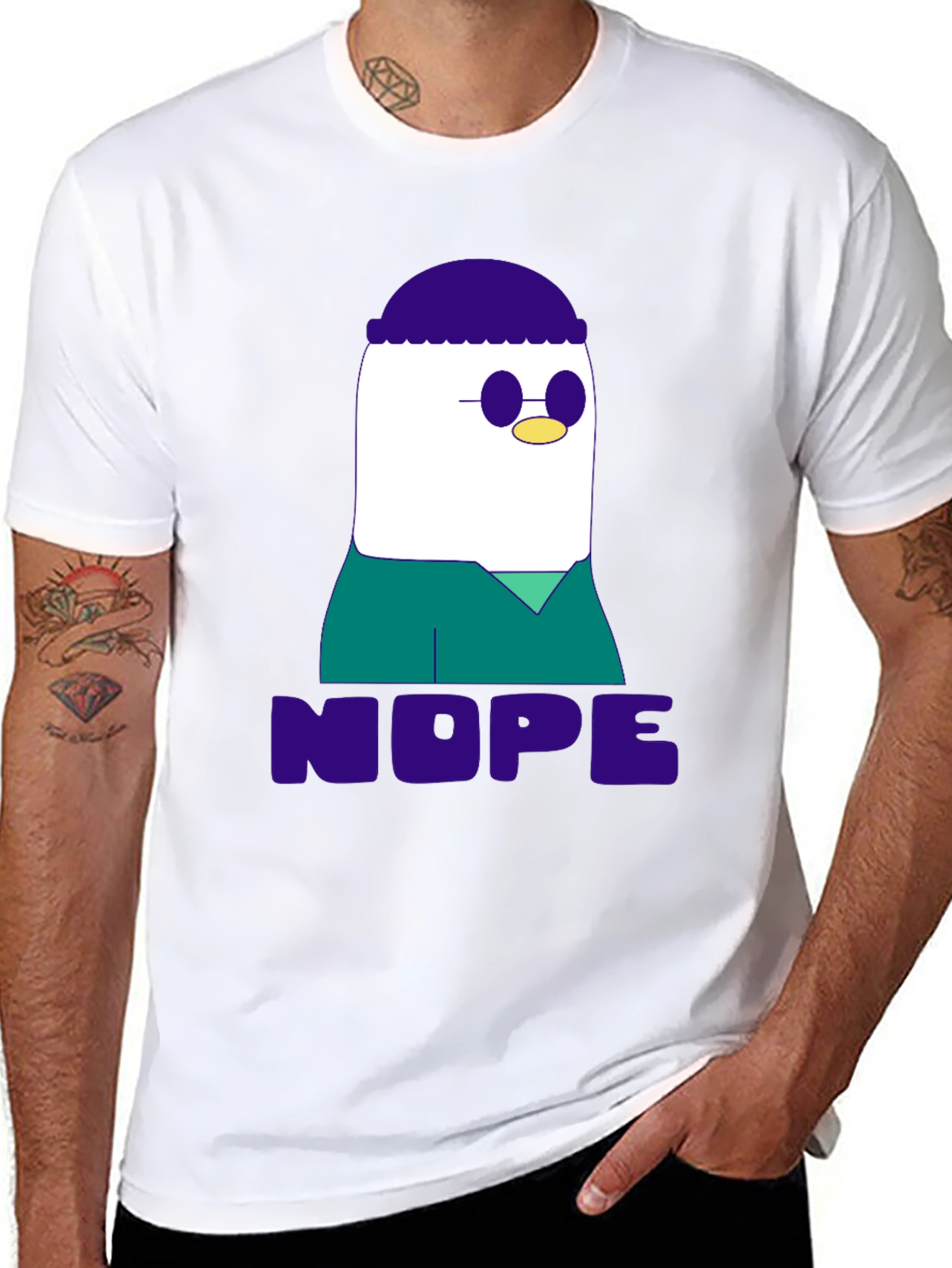 Black Nope T-Shirt - Funny Cartoon Graphic Tee view 8