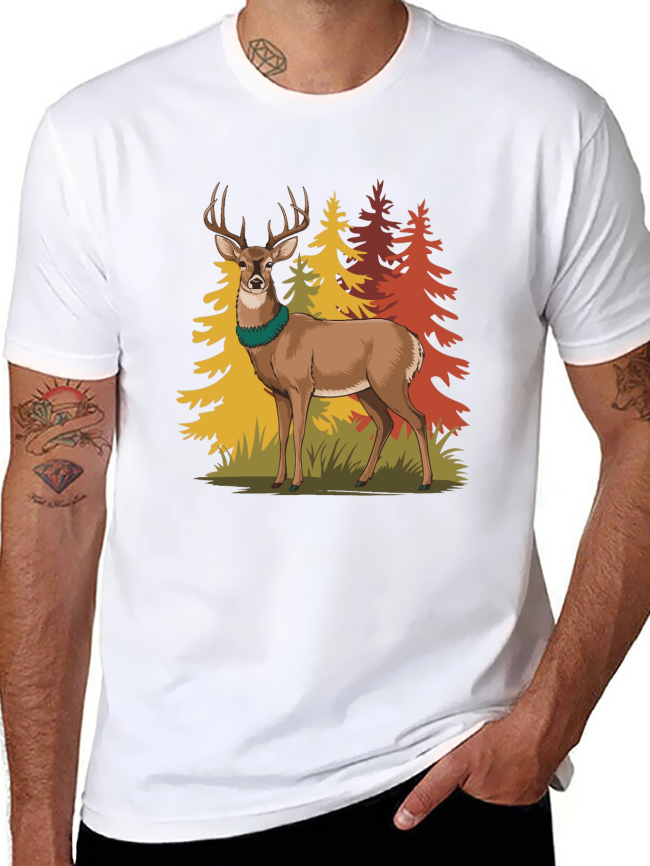 Black Deer Forest Graphic Tee - Nature Lover's T-Shirt view 8