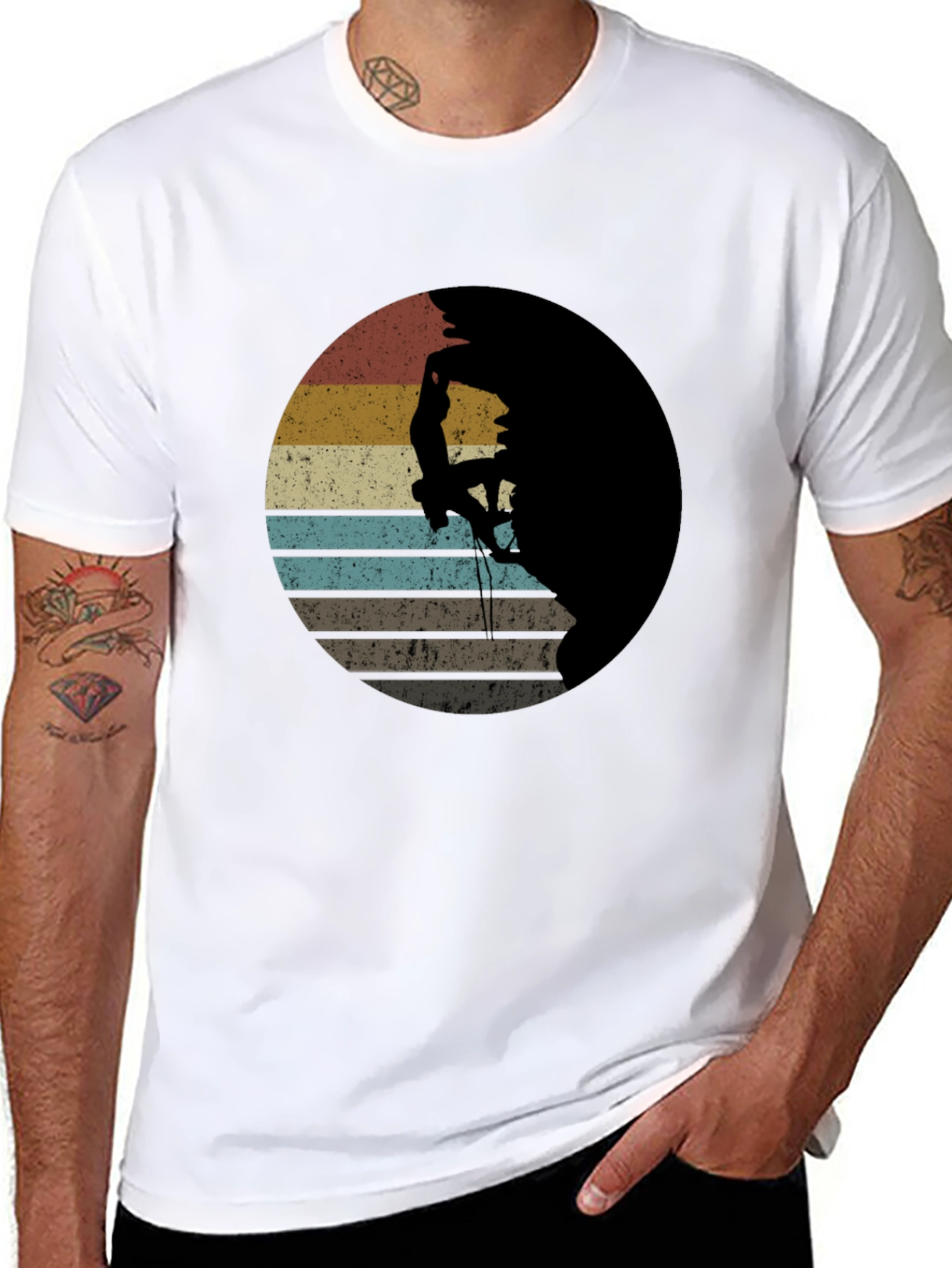 Black Retro Rock Climbing T-Shirt - Vintage Style Tee view 8