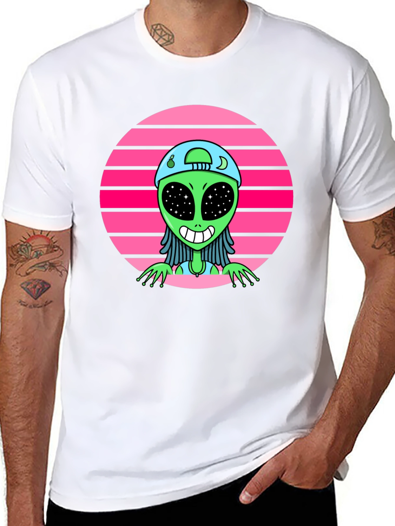 Black Retro Alien Graphic Tee view 8