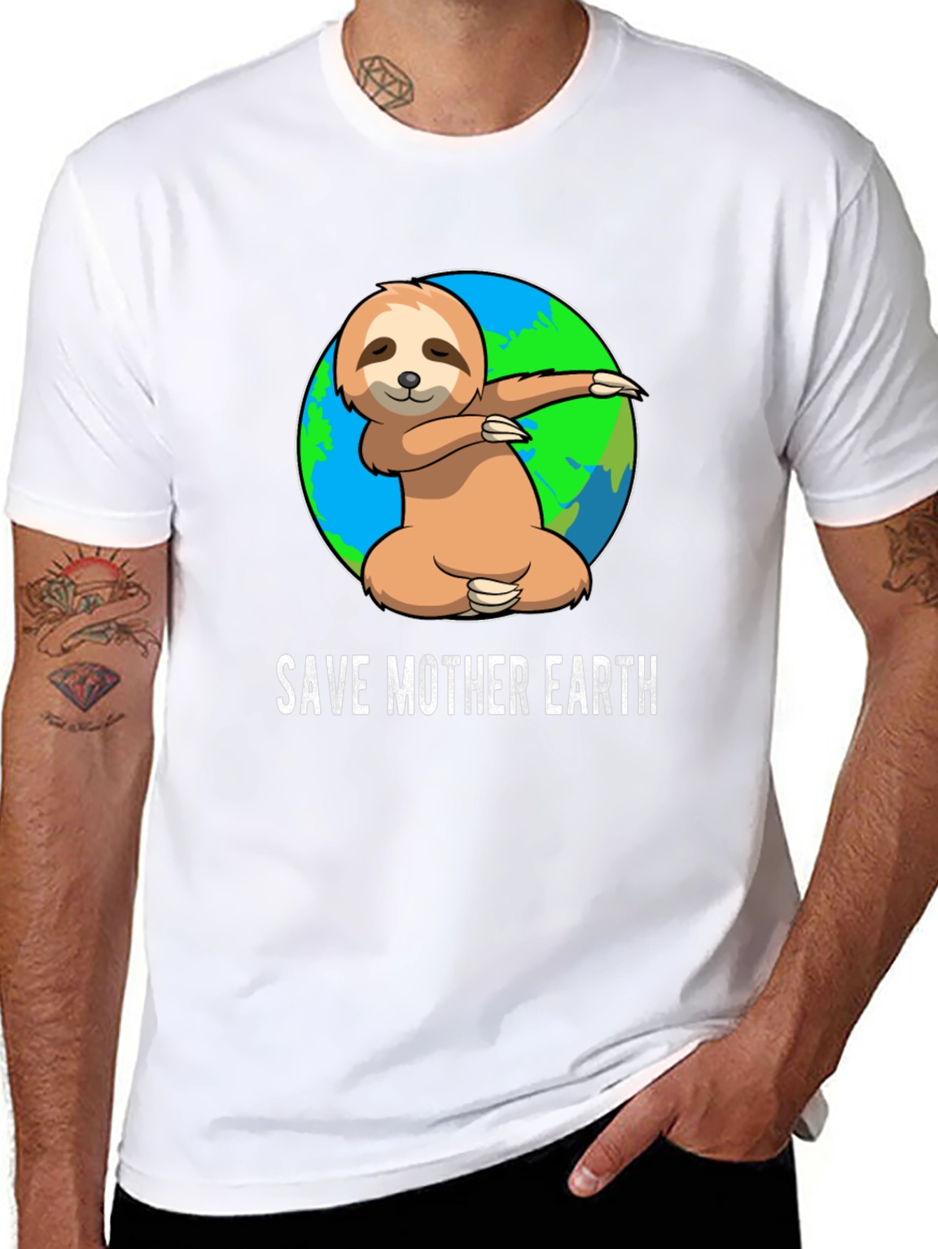 Black Save Mother Earth Sloth T-Shirt view 8