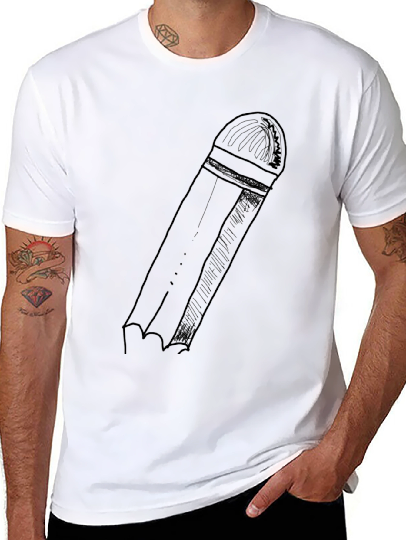 Black Pencil Graphic Black T-Shirt - Casual Style view 8