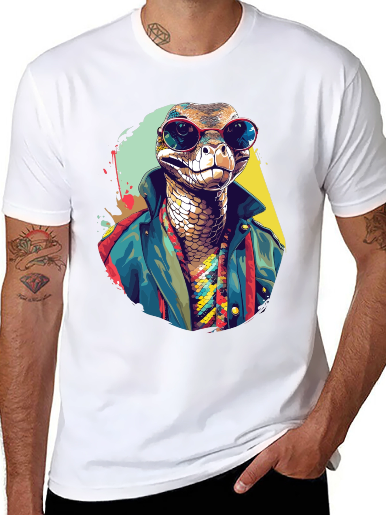 Black Retro Snake Graphic T-Shirt view 8