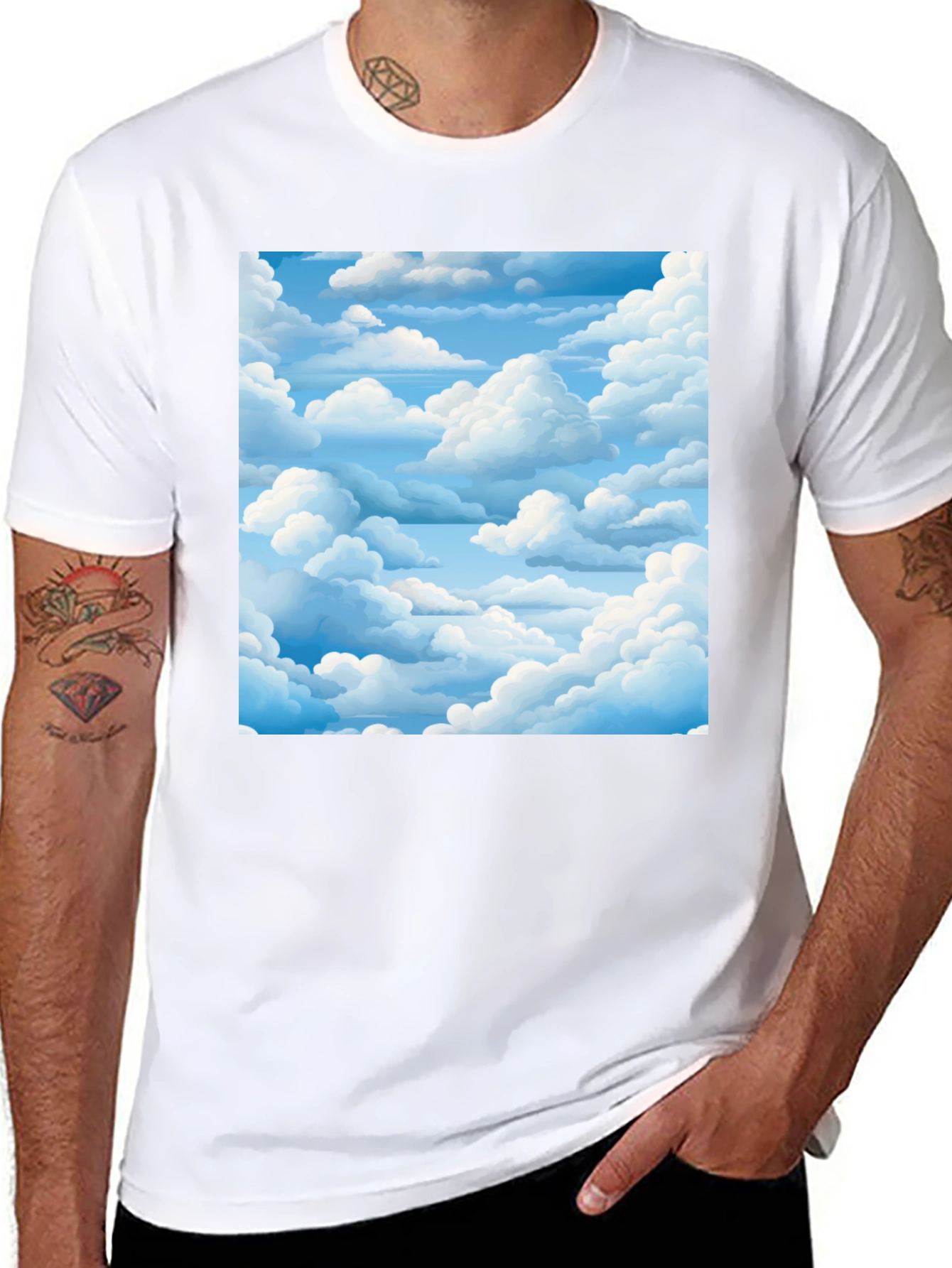 Black Sky Dream Black Tee - Cloudscape Graphic view 8