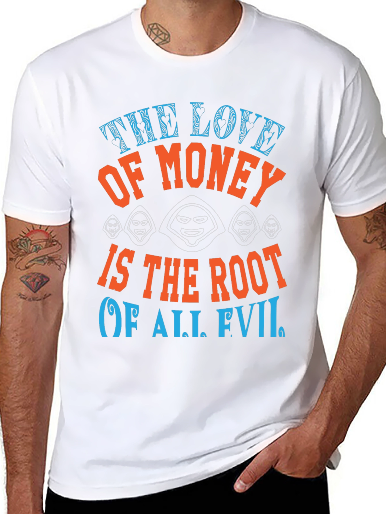 Black The Love of Money Evil Graphic T-Shirt view 8
