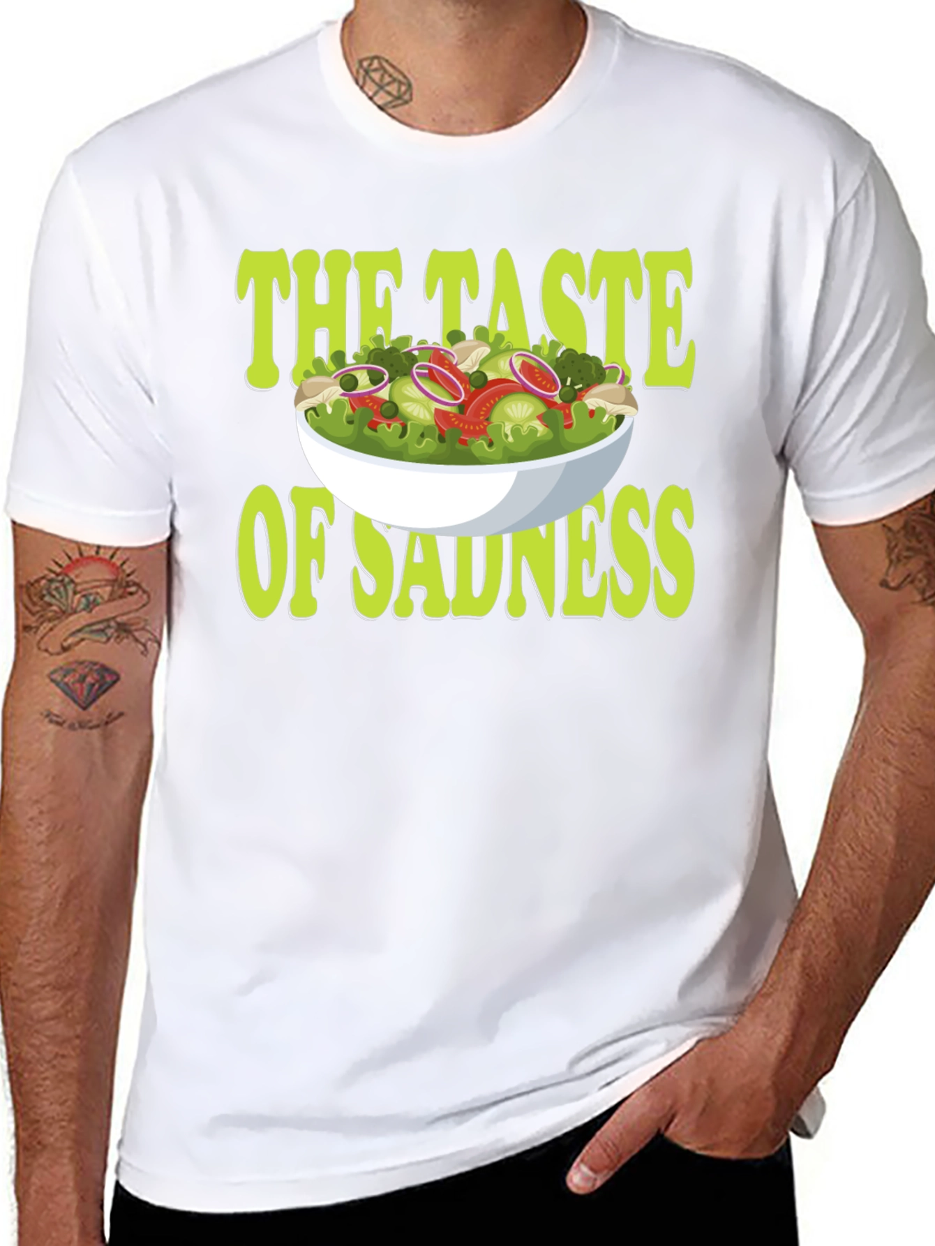 Black Taste of Sadness Salad Graphic T-Shirt view 8