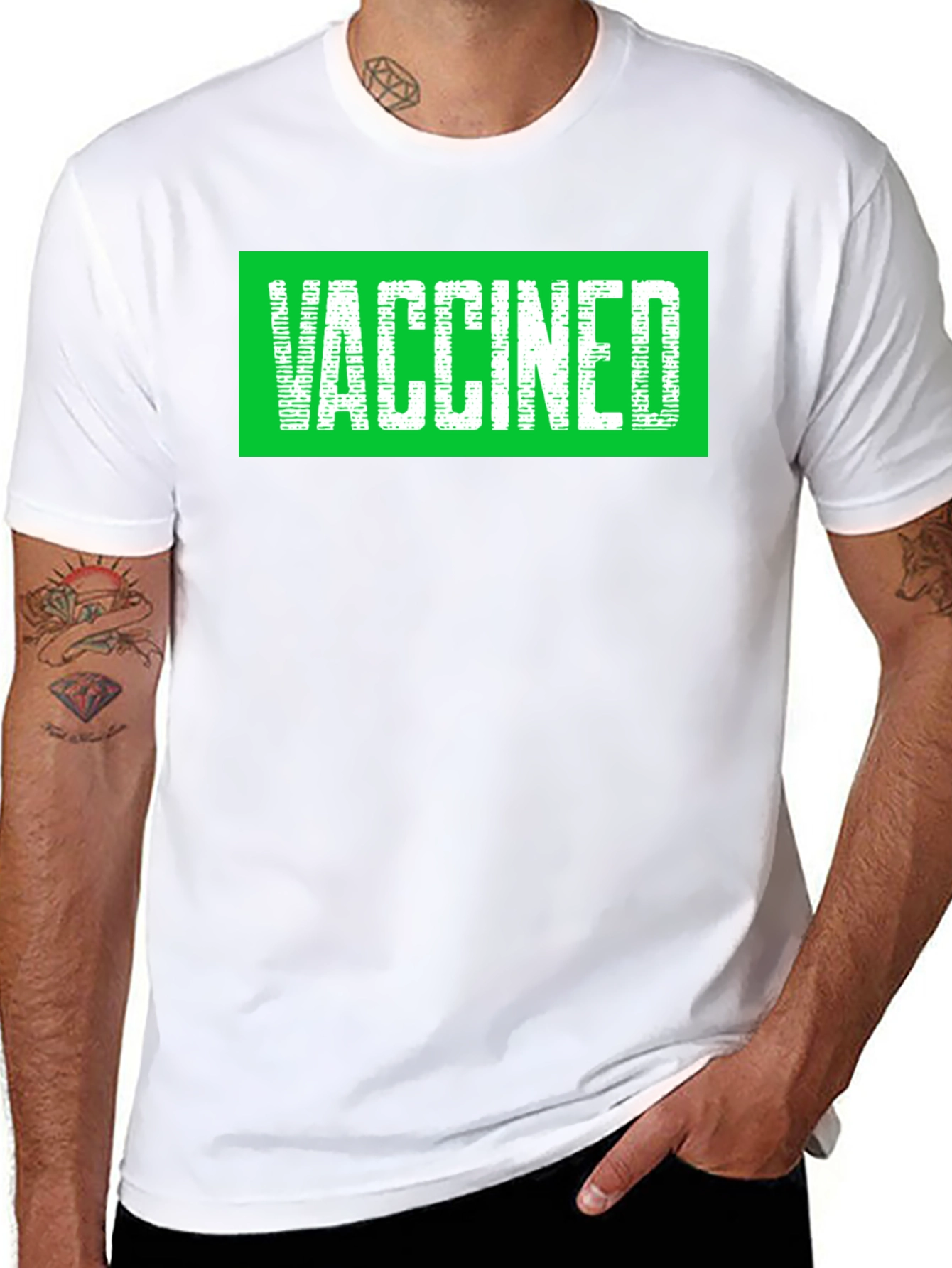 Black Vaccinated Graphic Print T-Shirt view 8