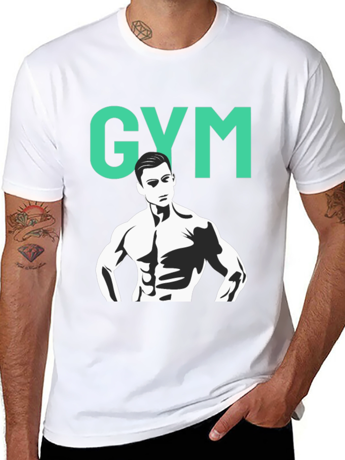 Black Gym Graphic Tee - Black Cotton Training Shirt view 8
