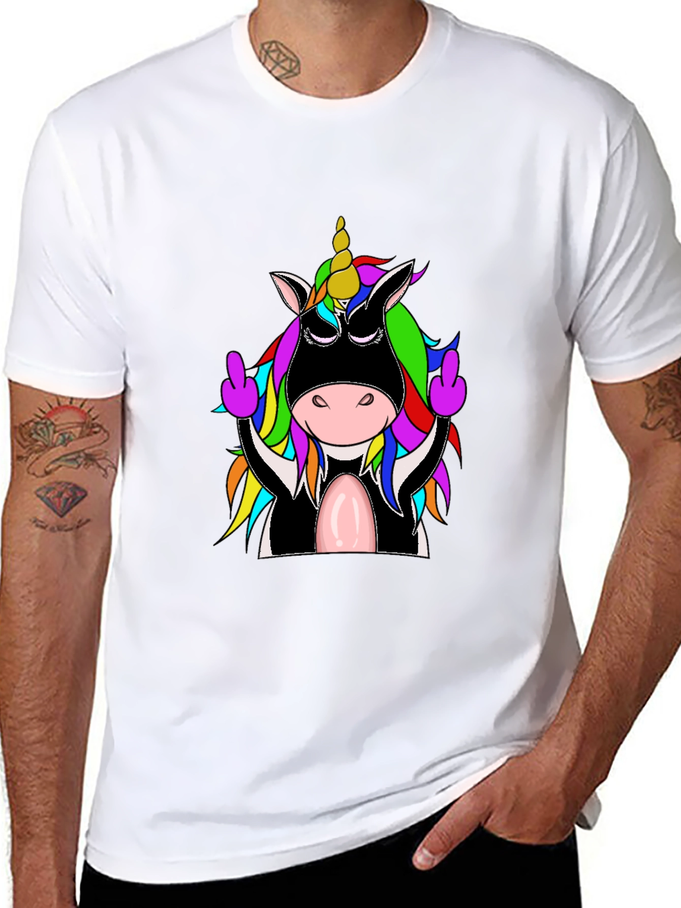 Black Rebellious Unicorn T-Shirt, Funny Graphic Tee view 8