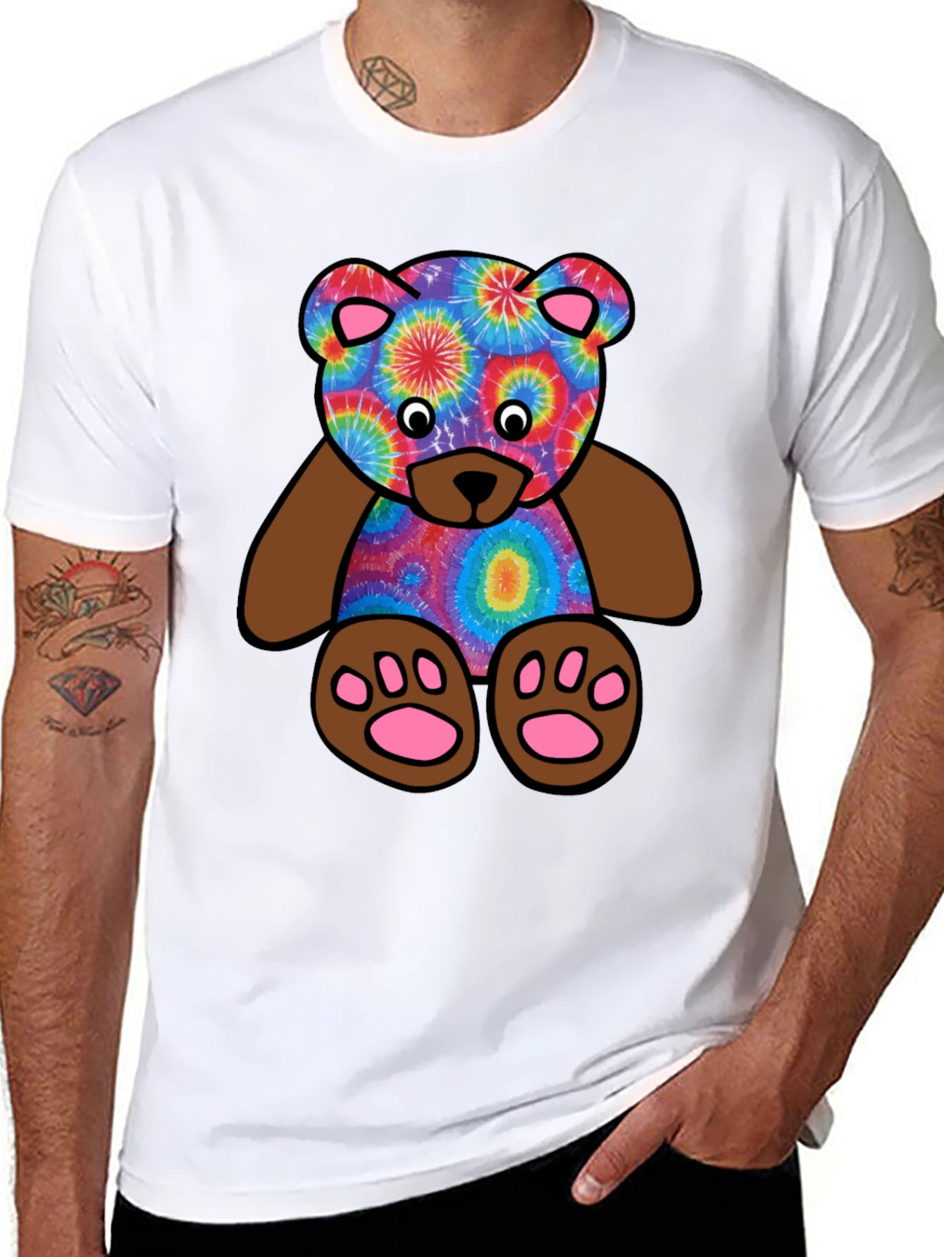 Black Tie-Dye Teddy Bear Graphic T-Shirt view 8