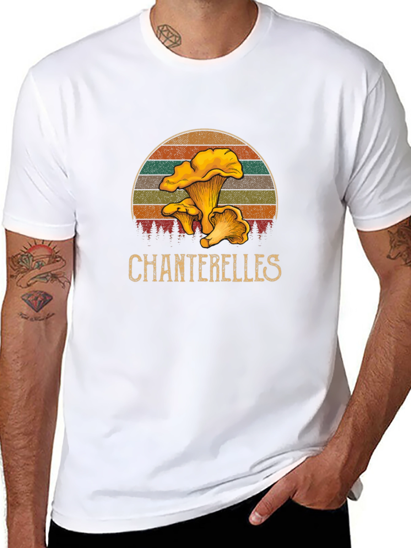 Black Chanterelle Mushroom Graphic T-Shirt view 8