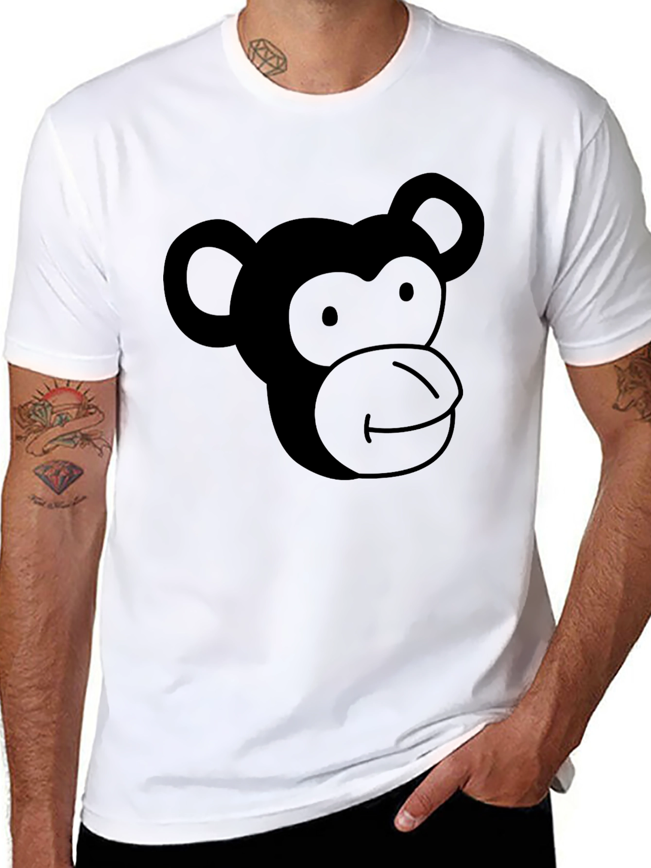 Black Monkey Face Graphic T-Shirt - Soft Cotton Blend view 8