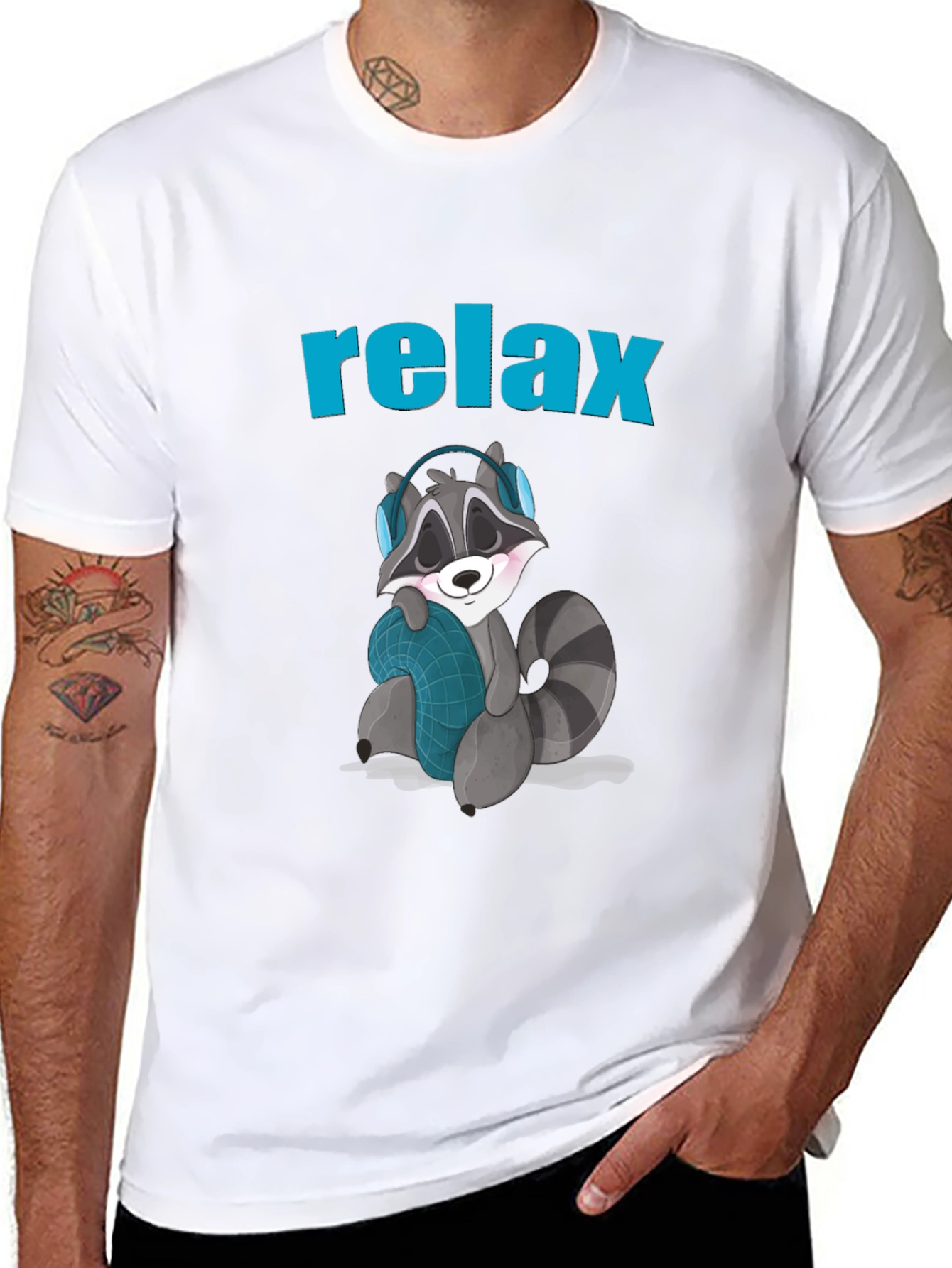Black Relaxing Raccoon Graphic Tee view 8