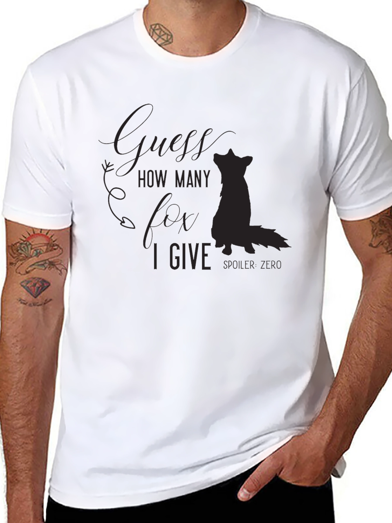 Black Guess How Many Fox I Give, Black T-Shirt view 8