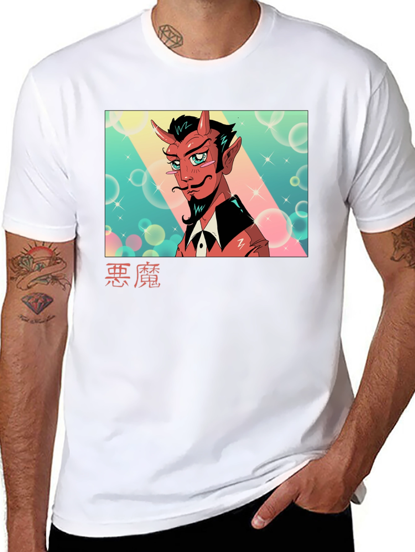 Black Anime Devil Graphic Tee - Soft Cotton Black T-Shirt view 8