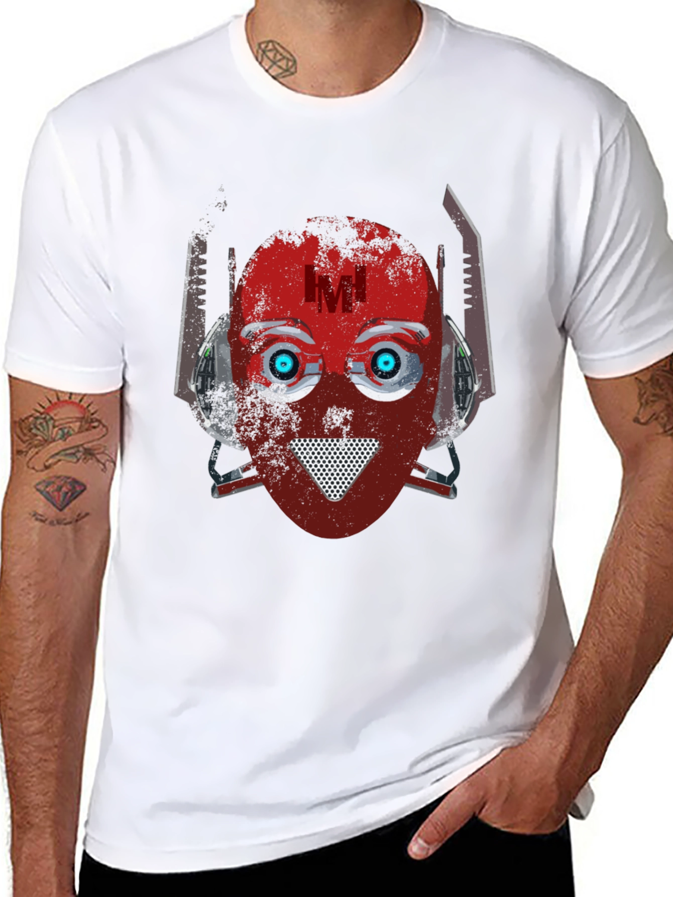 Black Robot Head Graphic T-Shirt - Cool Sci-Fi Design view 8