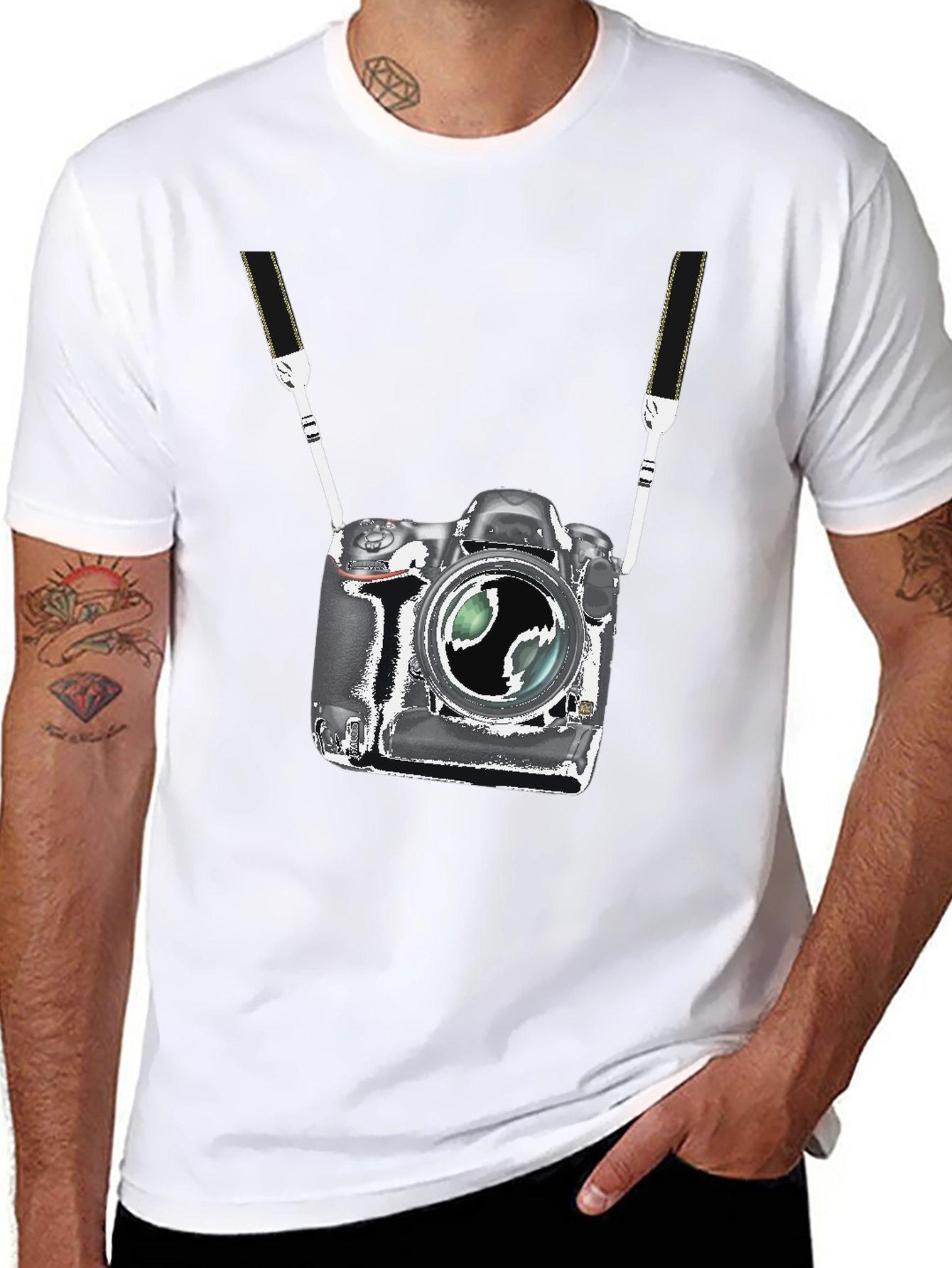 Black Novelty Camera Graphic T-Shirt view 8