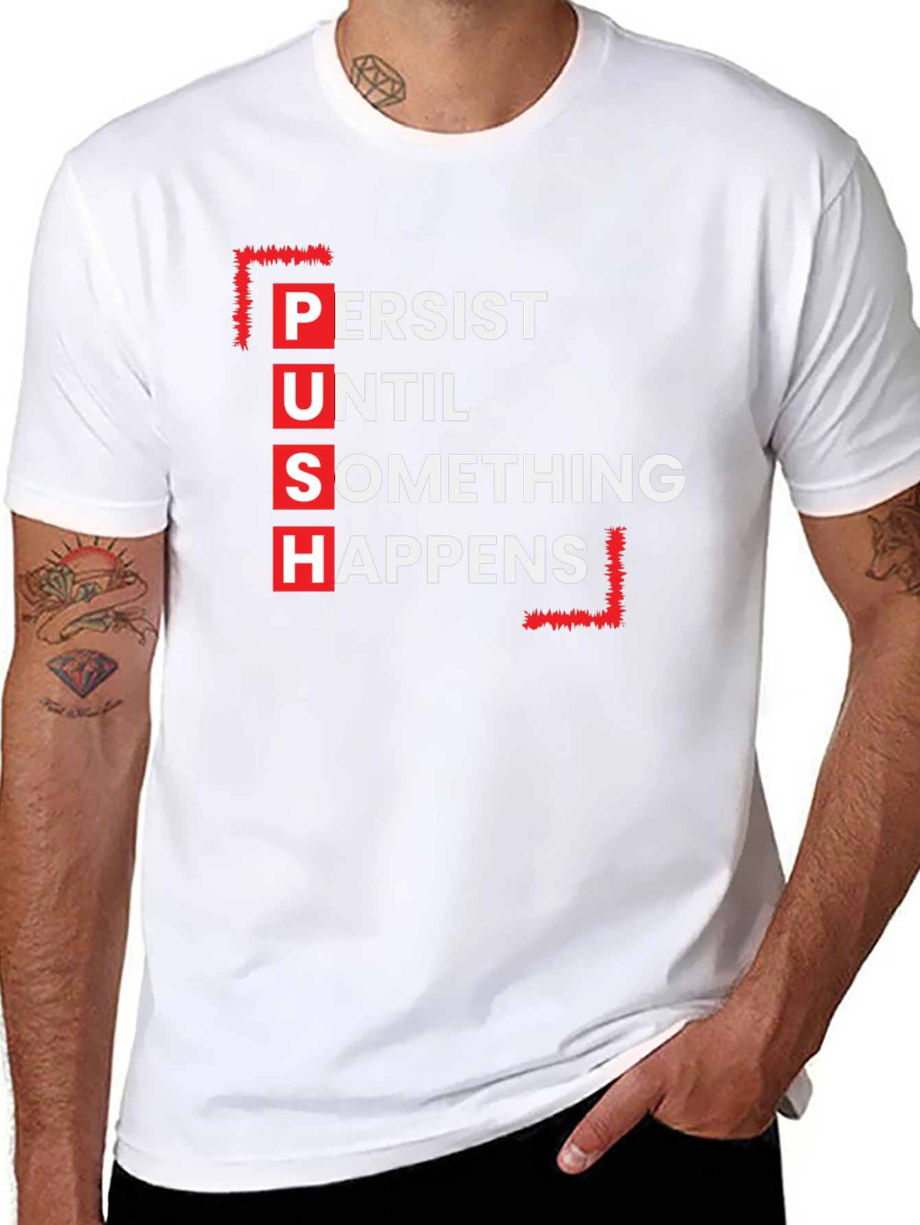 Black Motivational P.U.S.H. Black T-Shirt view 8
