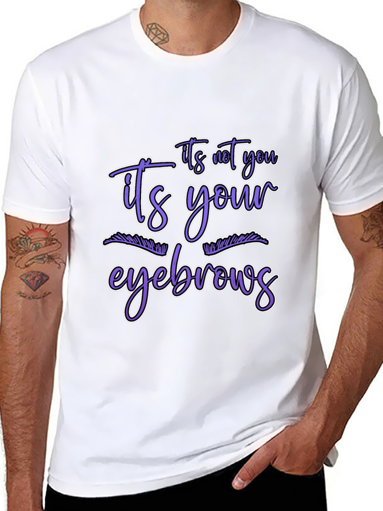 Black Humorous Graphic Tee - It's Your Eyebrows view 8