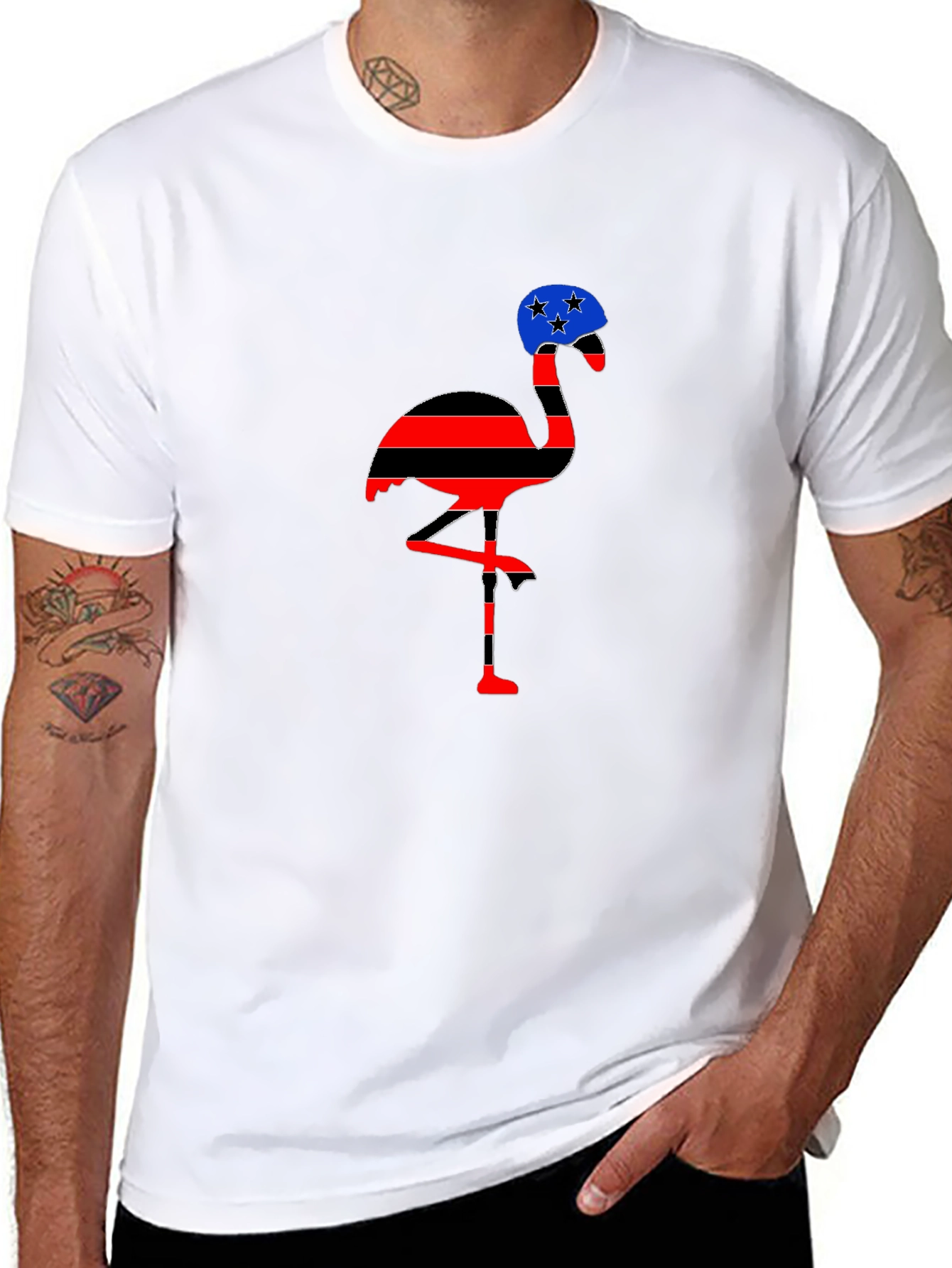 Black Funky Flamingo Graphic T-Shirt view 8