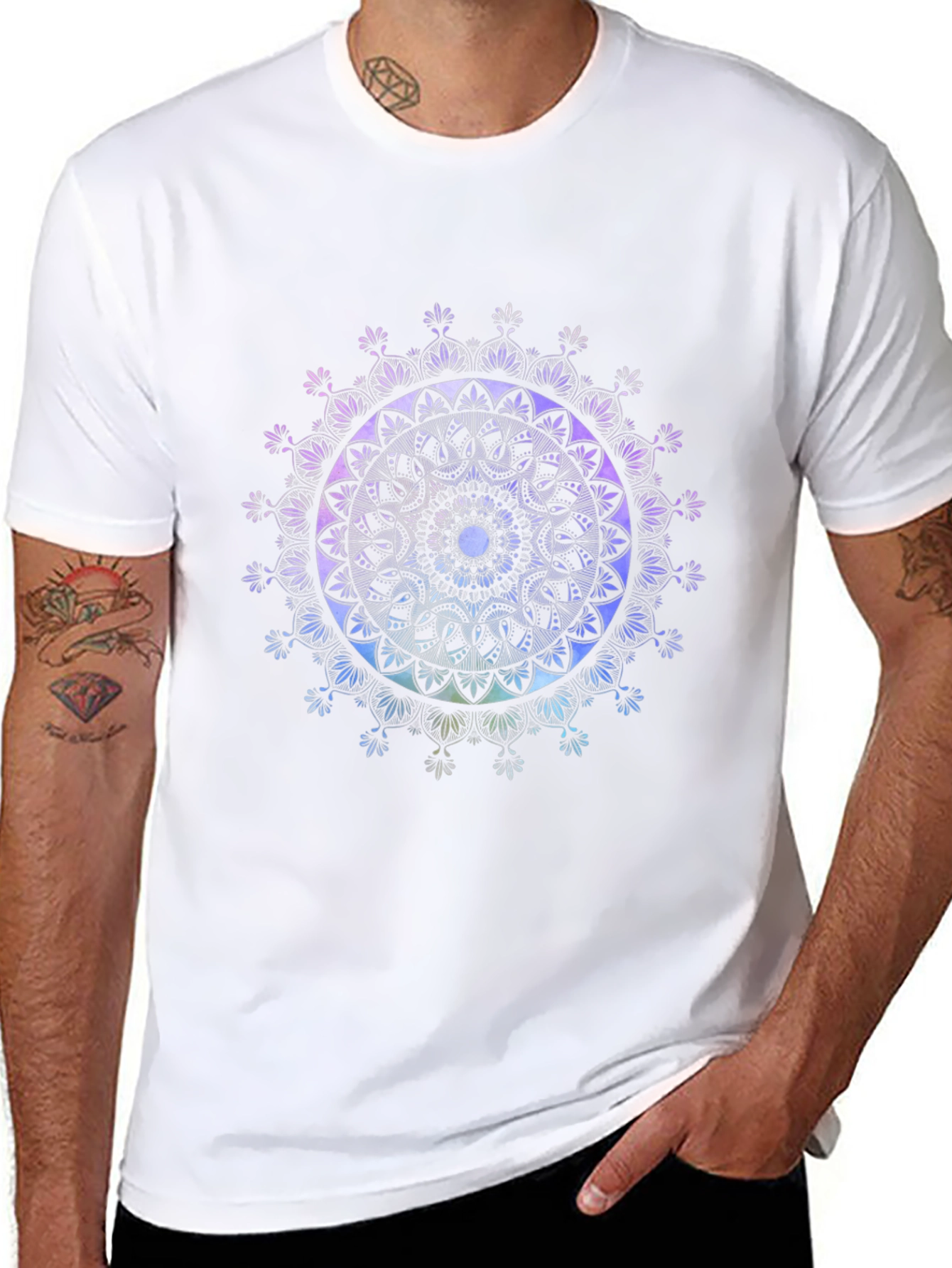 Black Mandala Art Black T-Shirt view 8