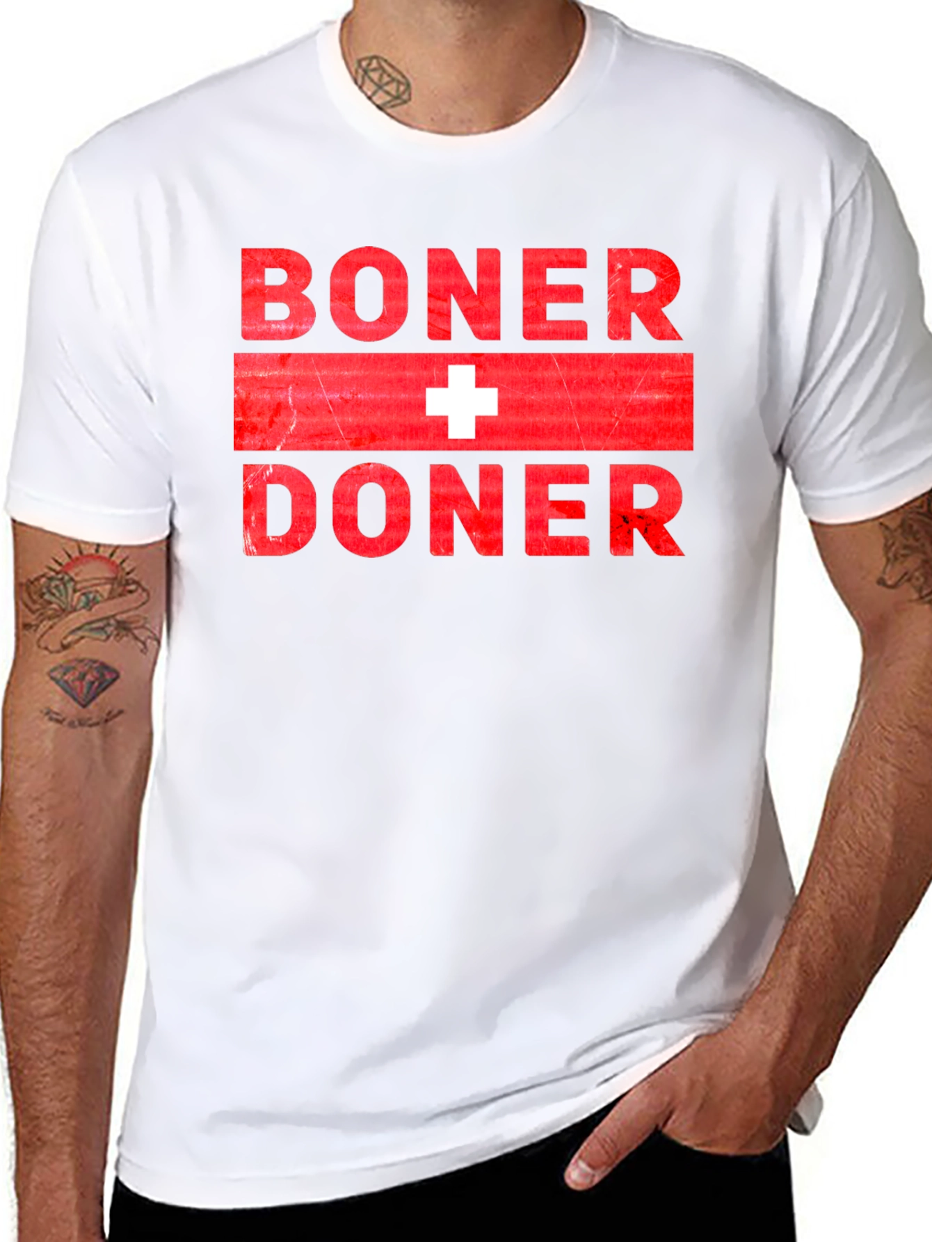 Black Boner + Doner Funny T-Shirt view 8