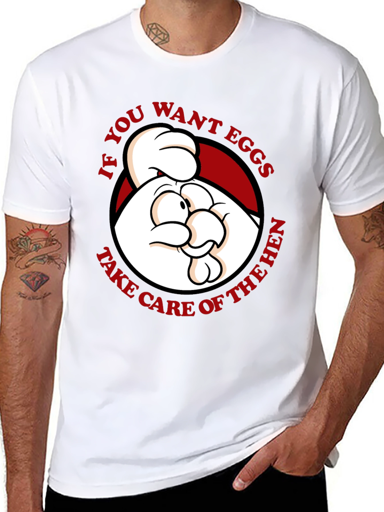 Black Funny Chicken Graphic T-Shirt - If You Want Eggs... view 8