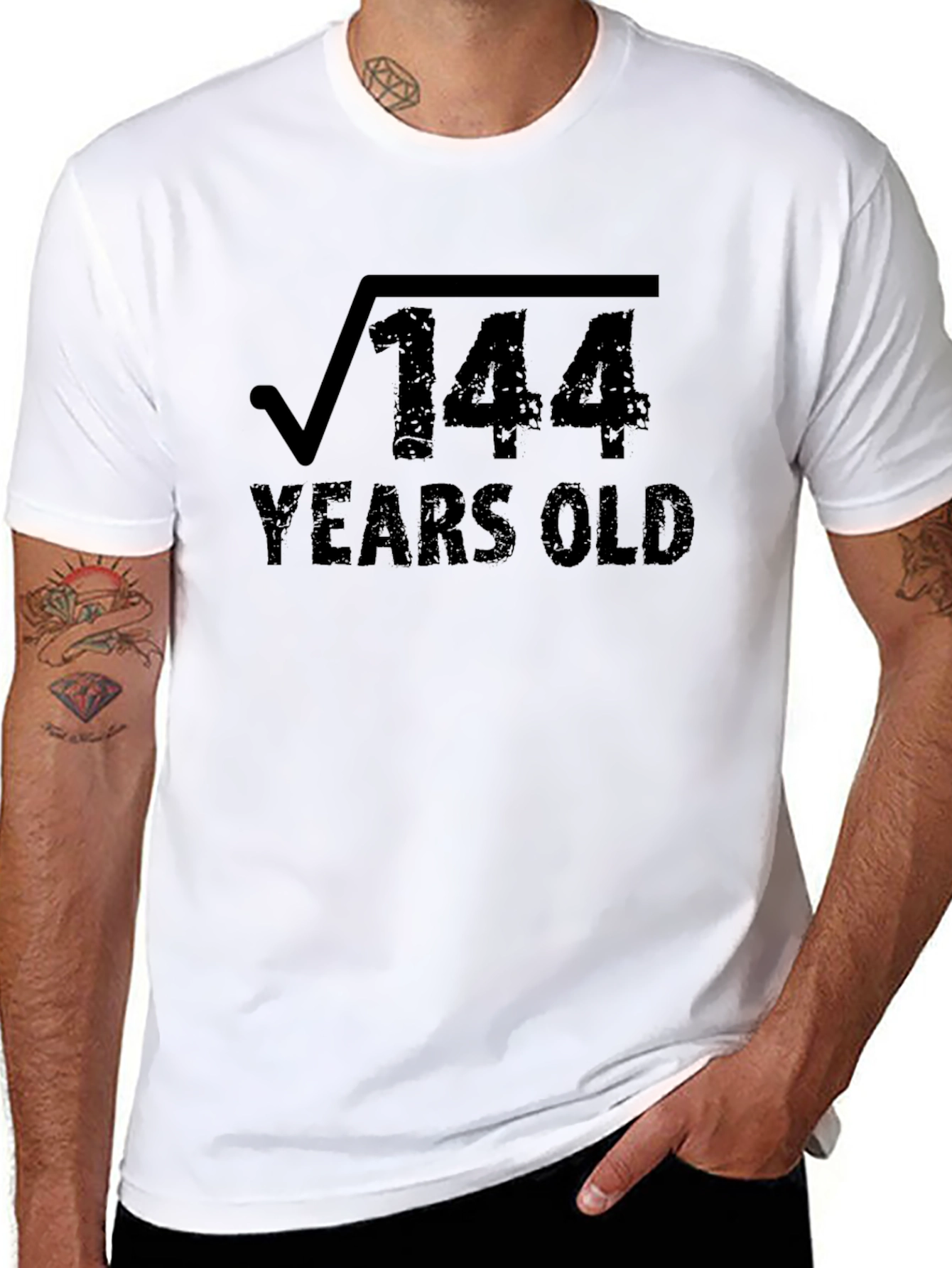 Black Funny Math Birthday T-Shirt - Square Root of 144 view 8