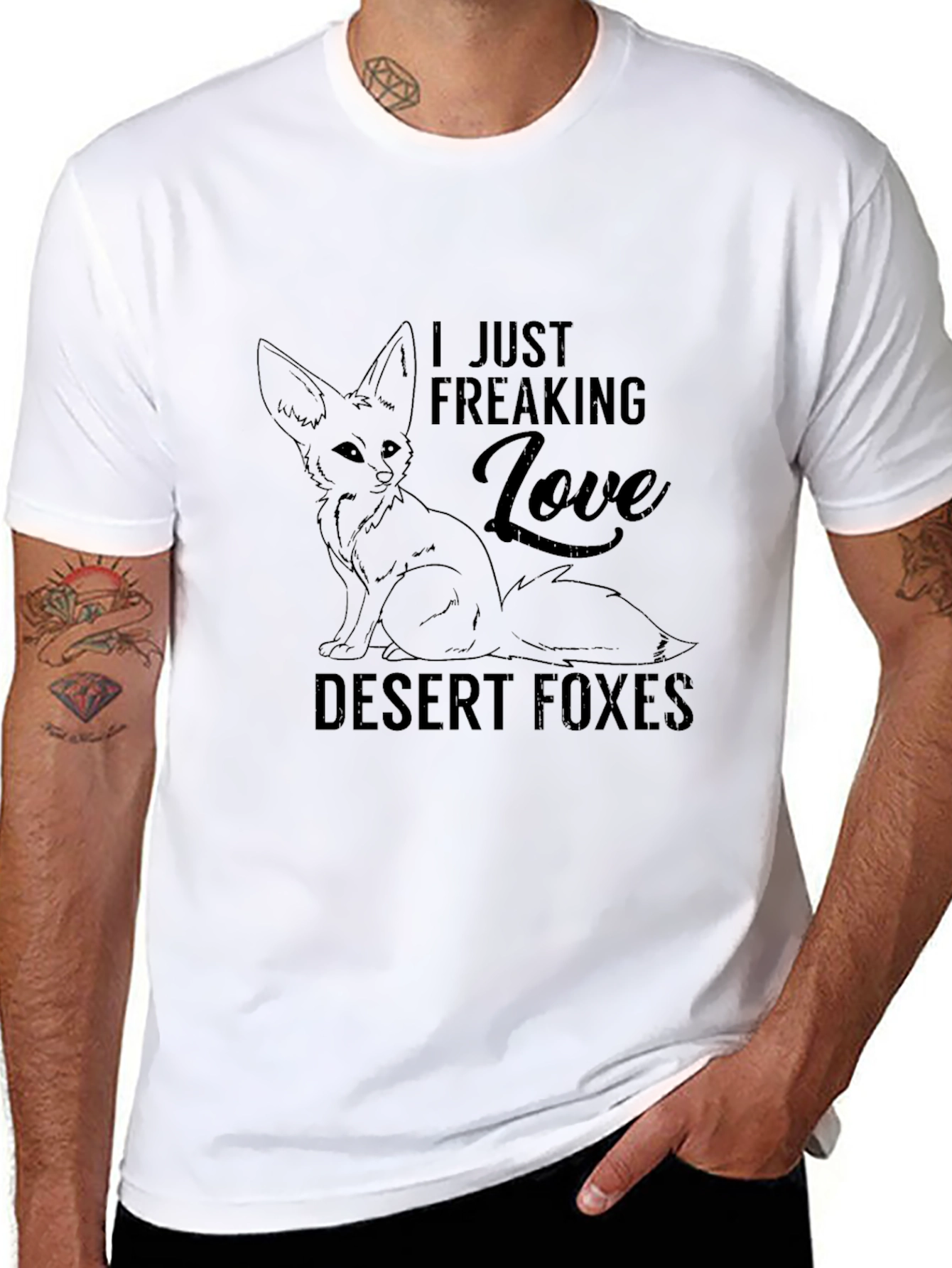 Black Desert Fox Graphic Tee - I Just Freaking Love Foxes view 8