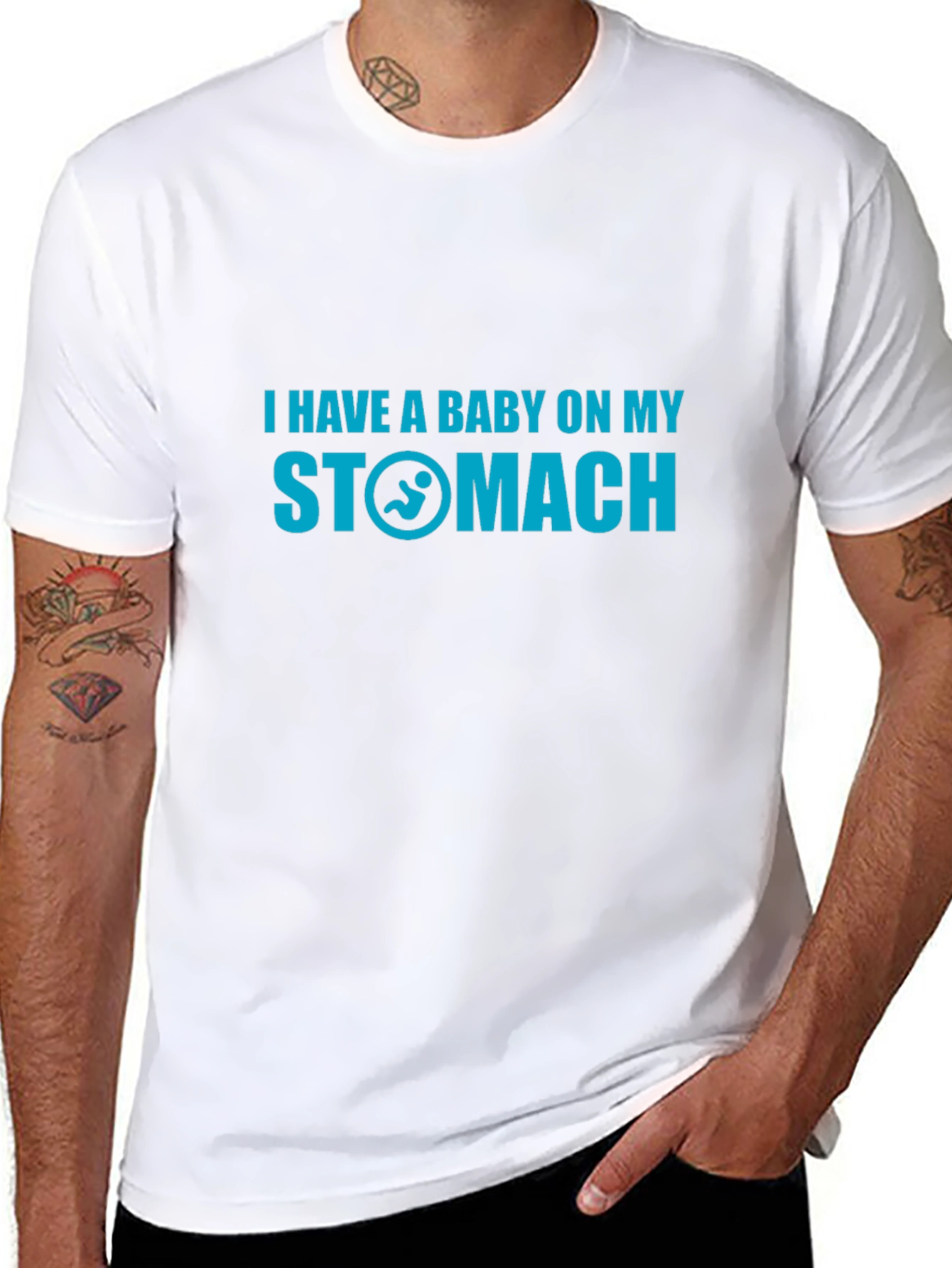 Black Funny 'Baby on My Stomach' Graphic T-Shirt view 8