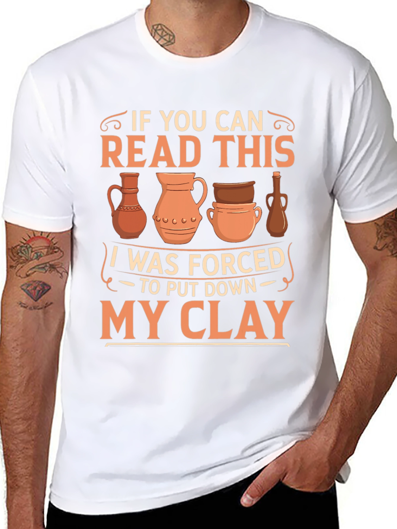 Black Pottery Lover T-Shirt: If You Can Read This, I Was Forced To Put Down My Clay view 8
