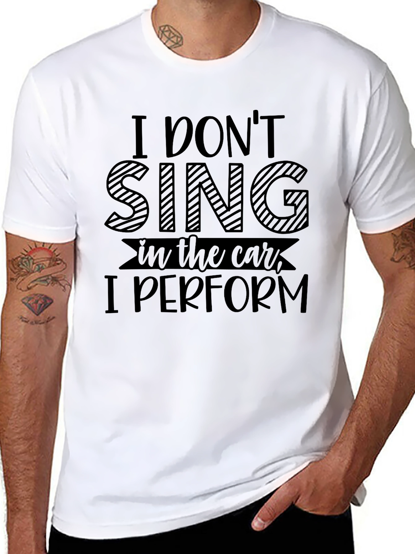 Black Funny I Don't Sing in the Car T-Shirt view 8
