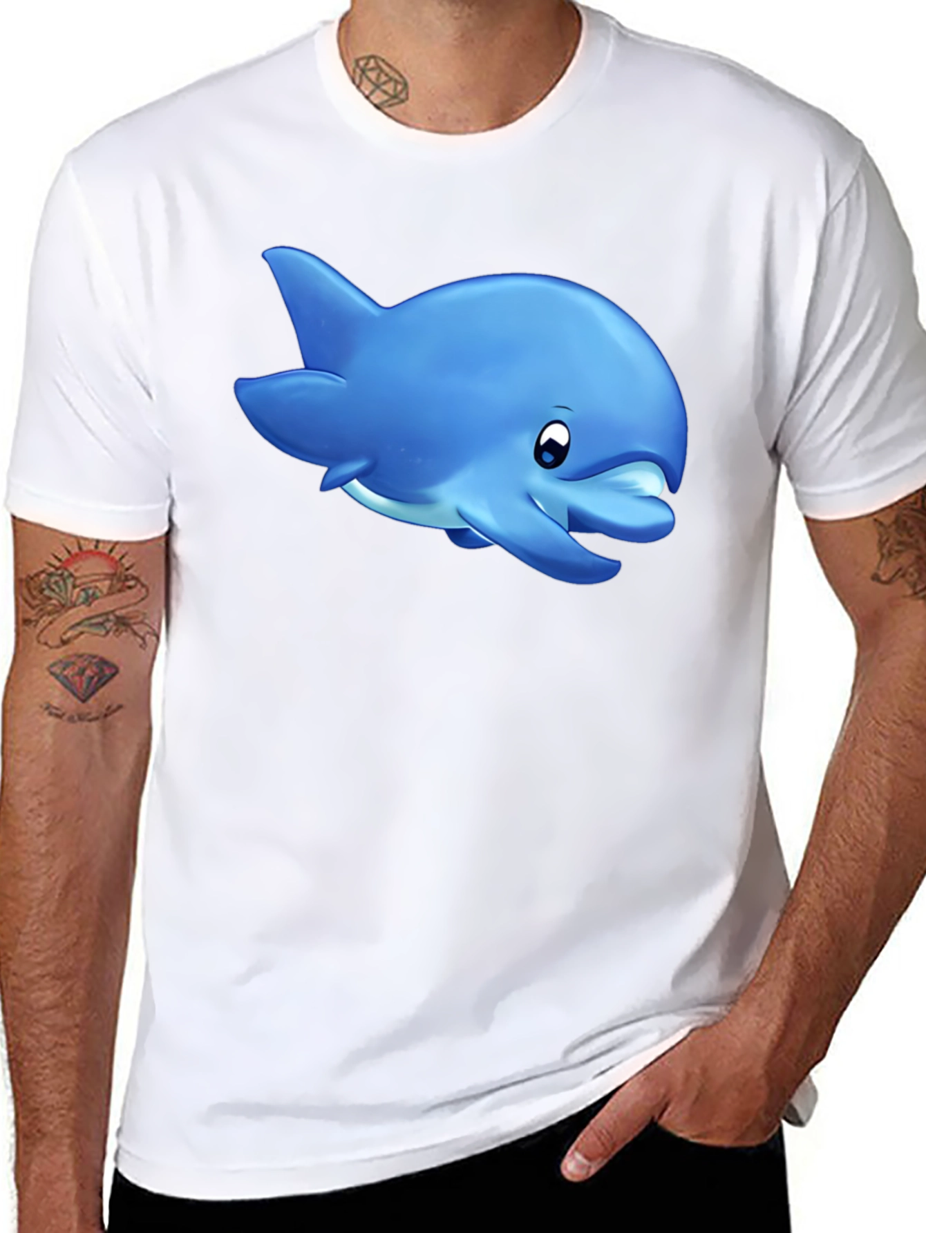 Cute Dolphin Graphic Tee - Black - 8