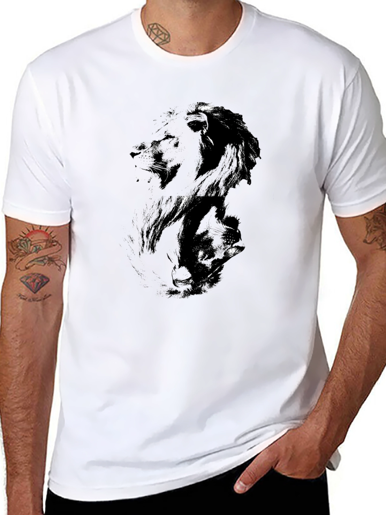 Black Men's Black Graphic Tee view 8