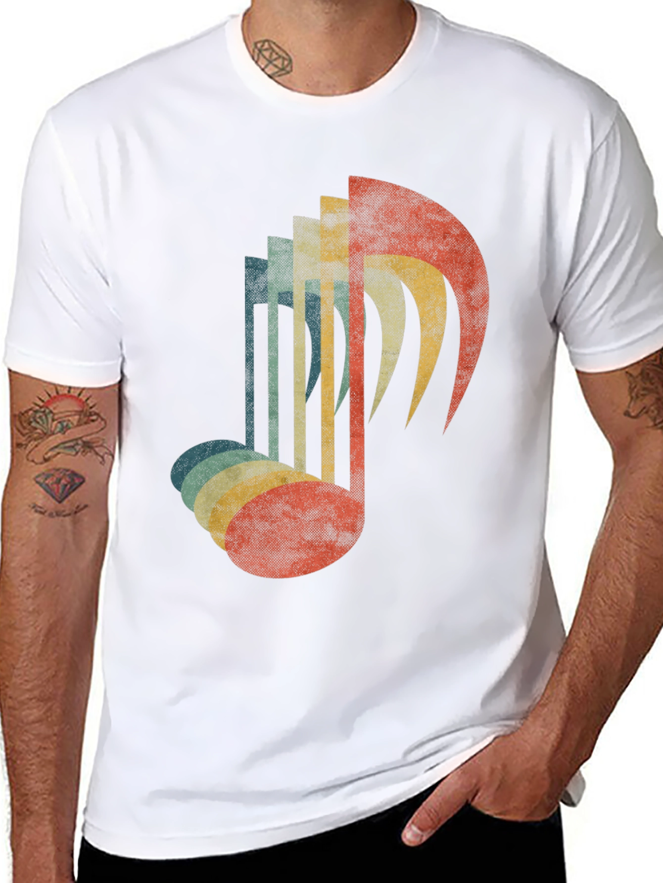 Black Retro Music Note Graphic Tee view 8