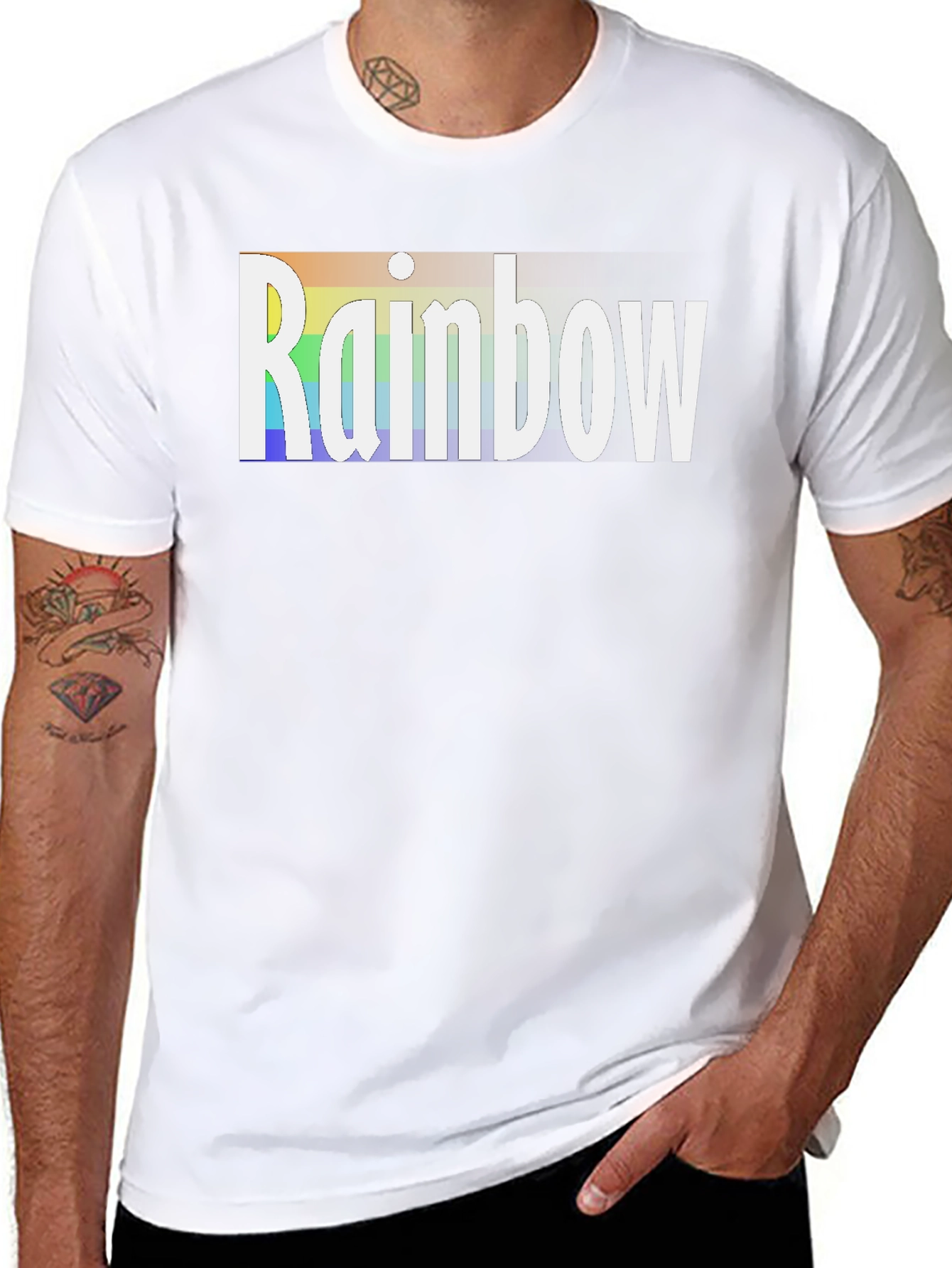 Black Rainbow Graphic Tee - Black Cotton T-Shirt view 8
