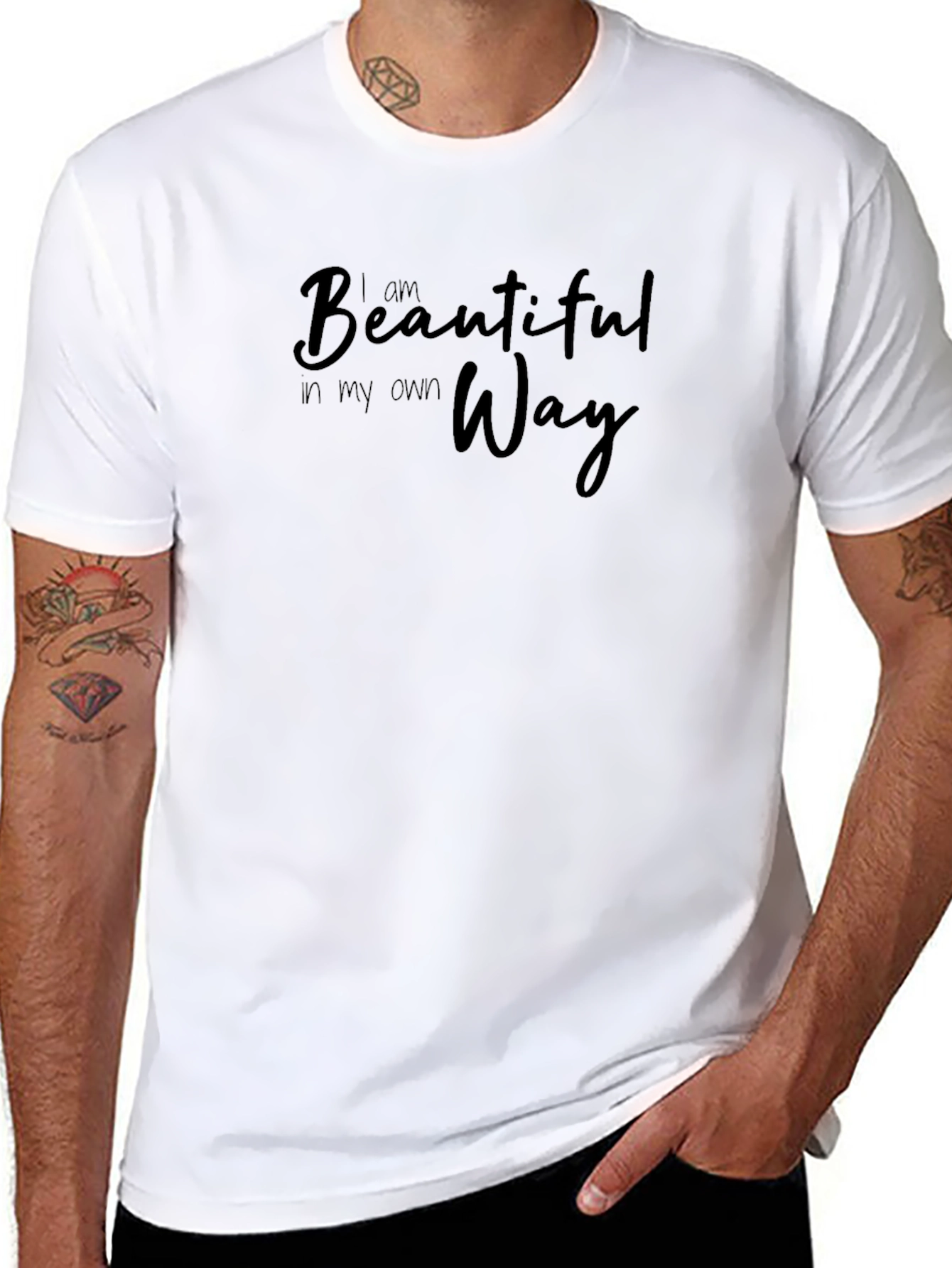 Black I Am Beautiful In My Own Way Black T-Shirt view 8